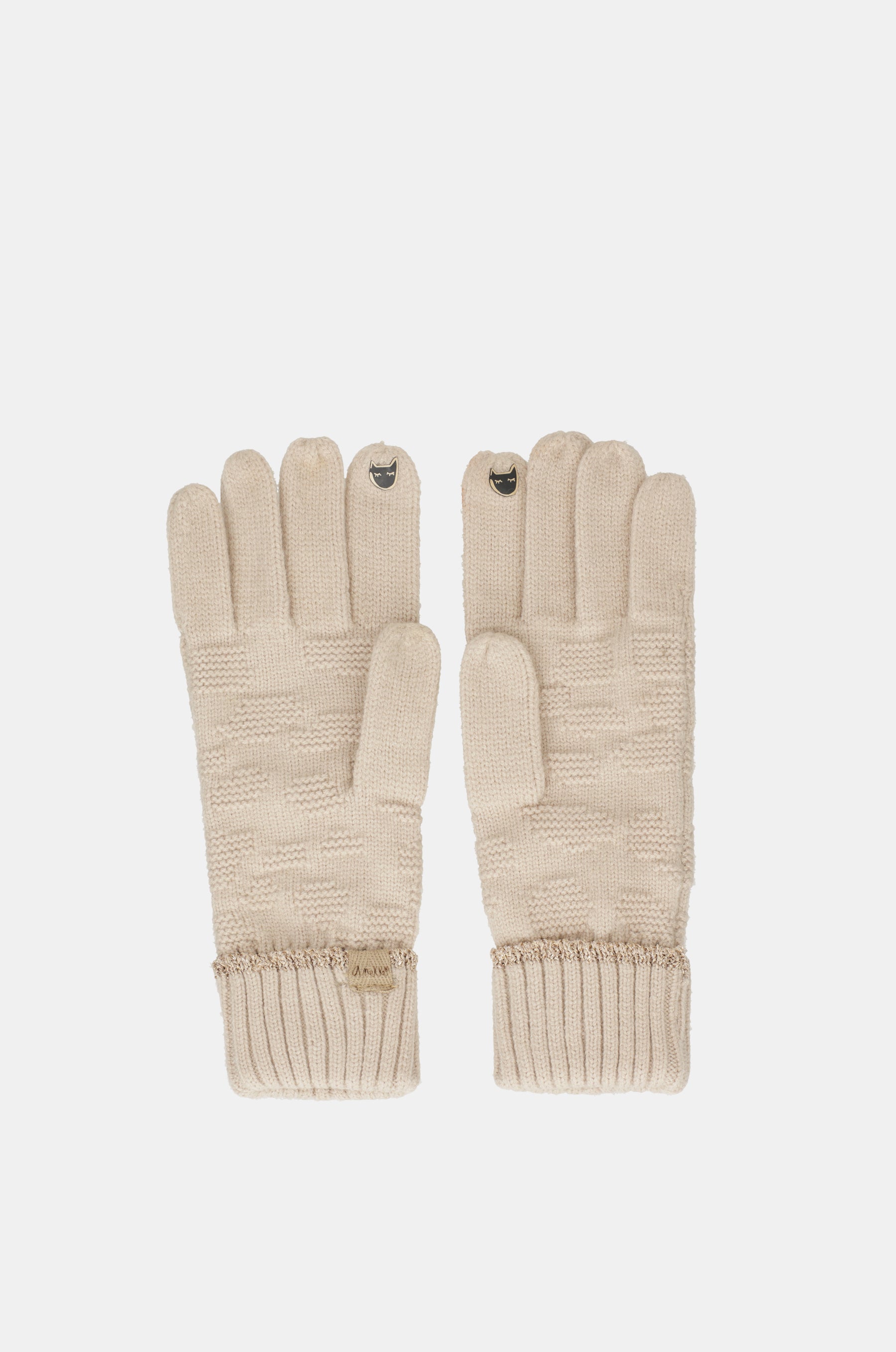 Beige knit gloves