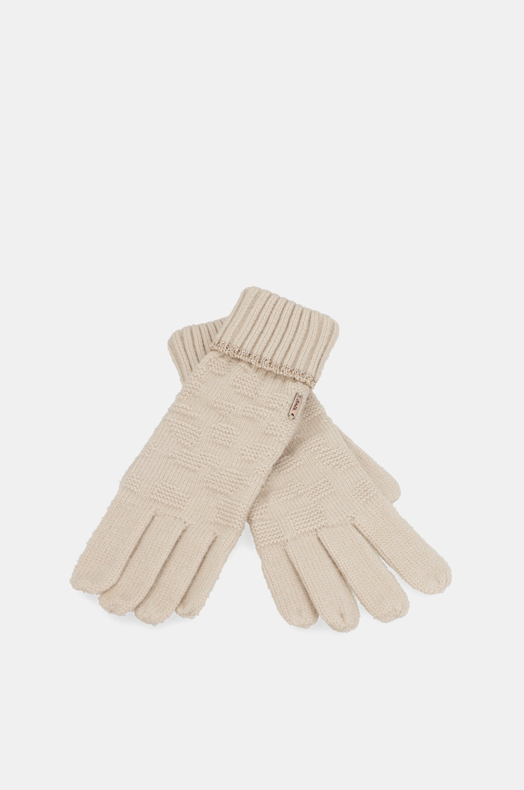 Beige knit gloves