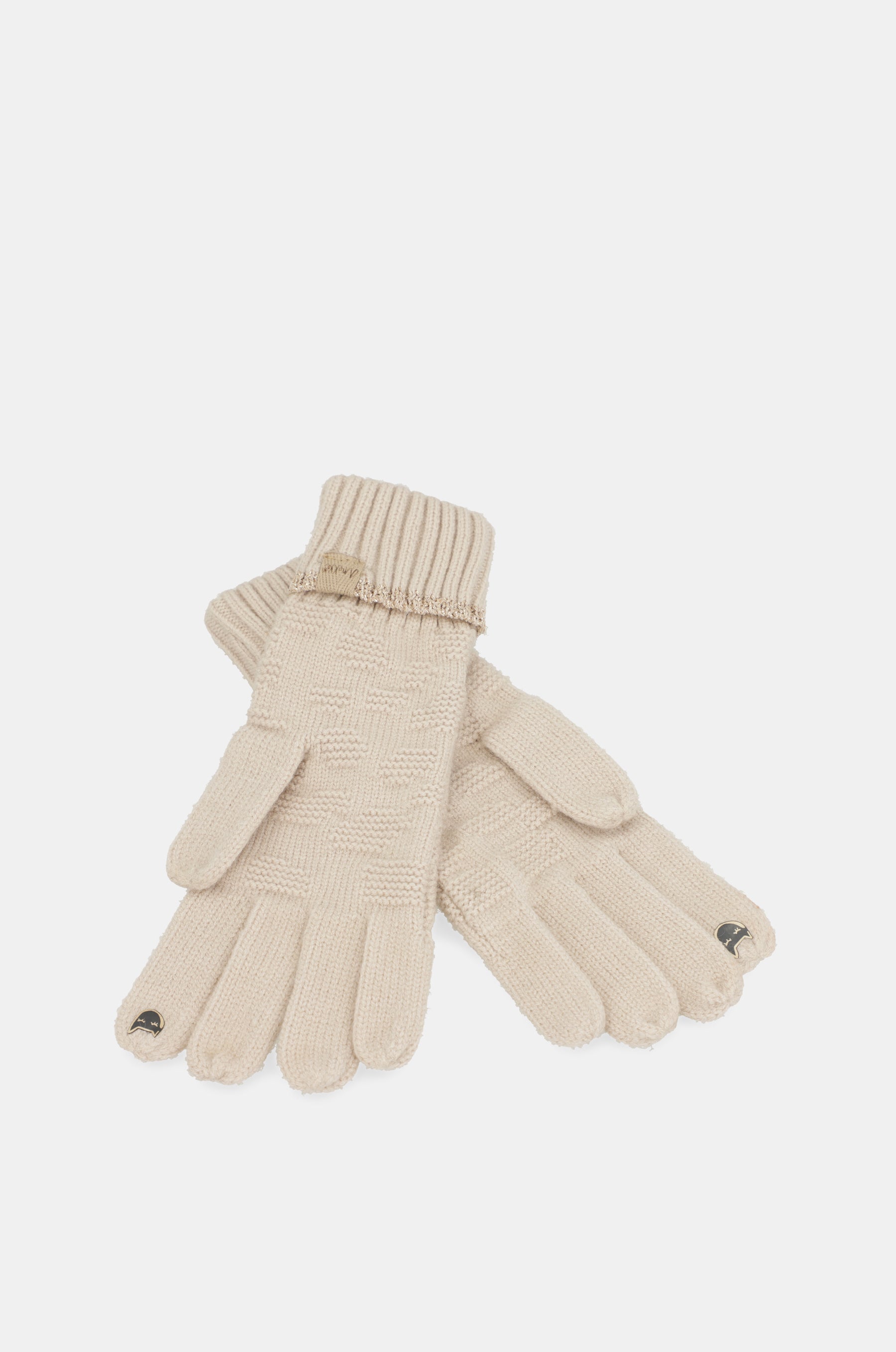Beige knit gloves