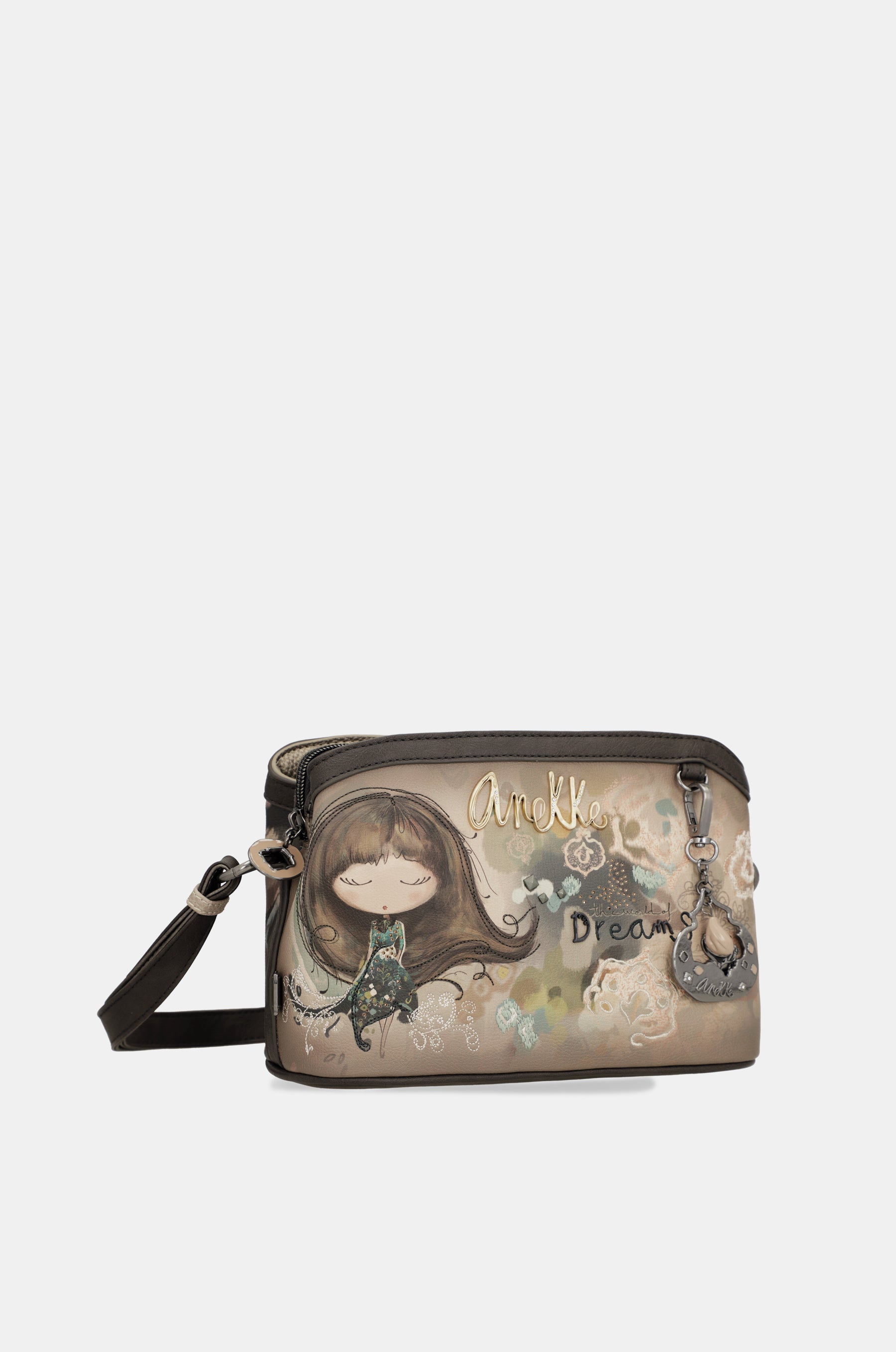 Real 3-compartment medium crossbody bag