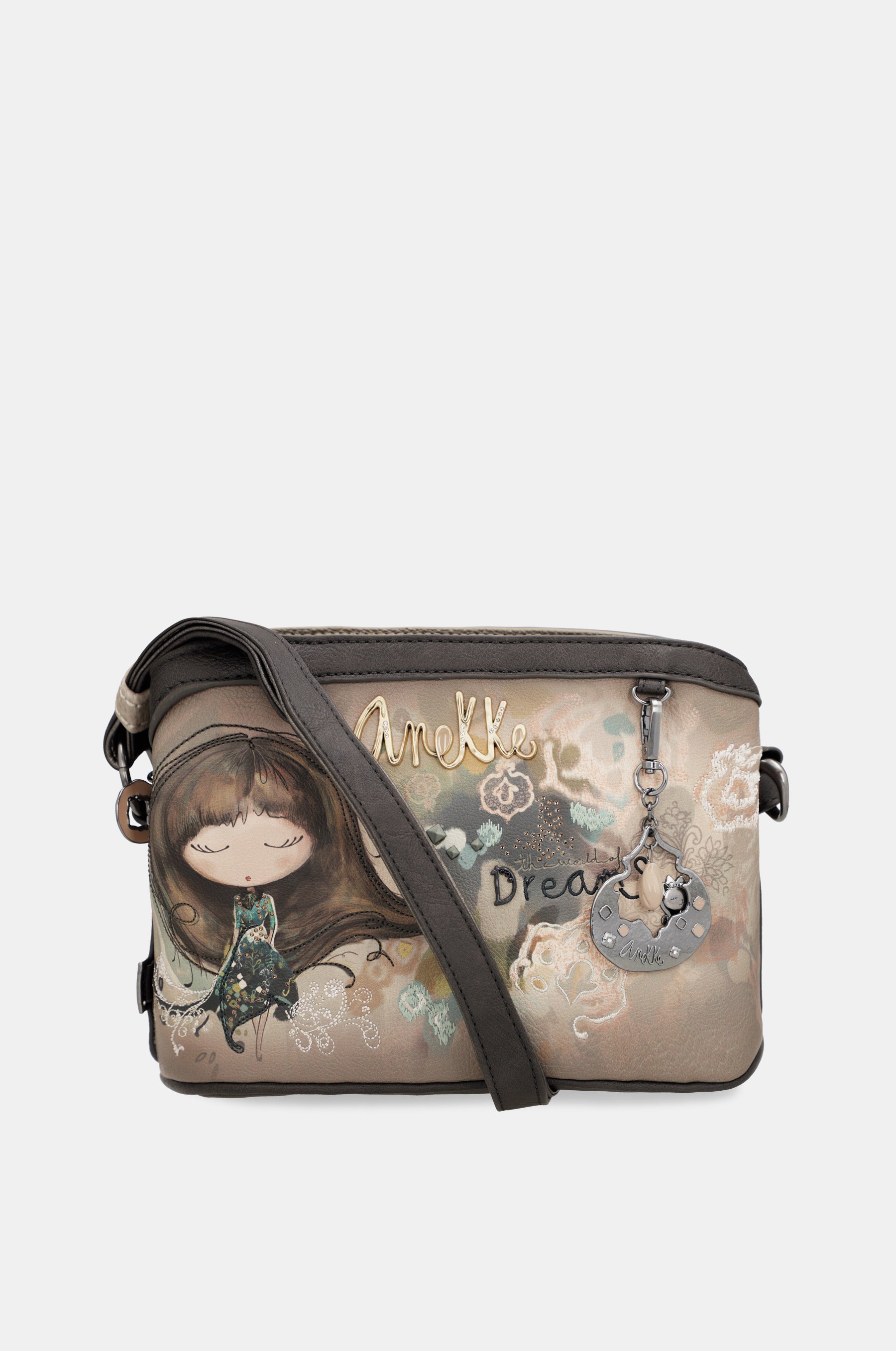 Real 3-compartment medium crossbody bag