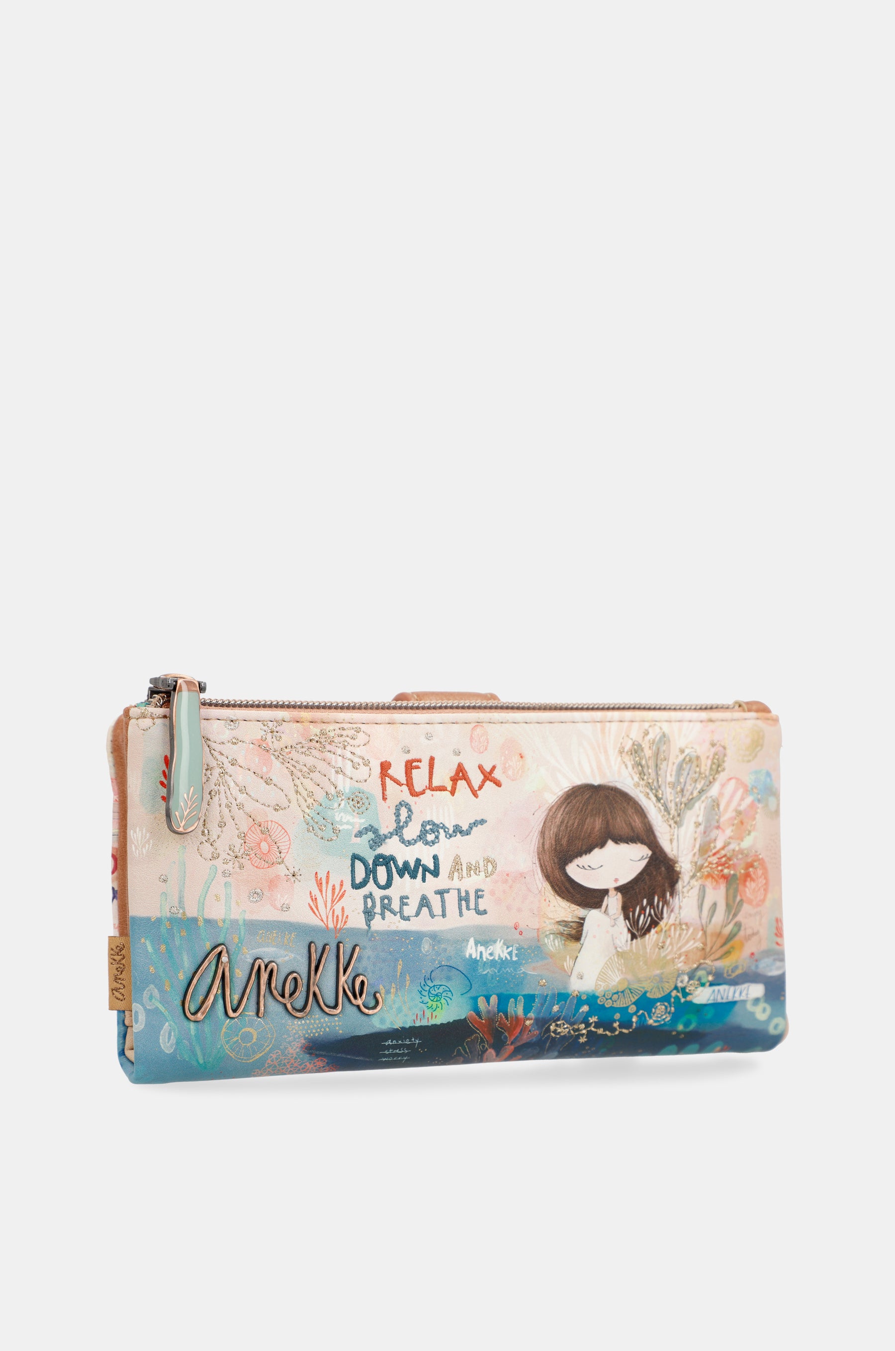 Mediterranean Large flexible fabric wallet