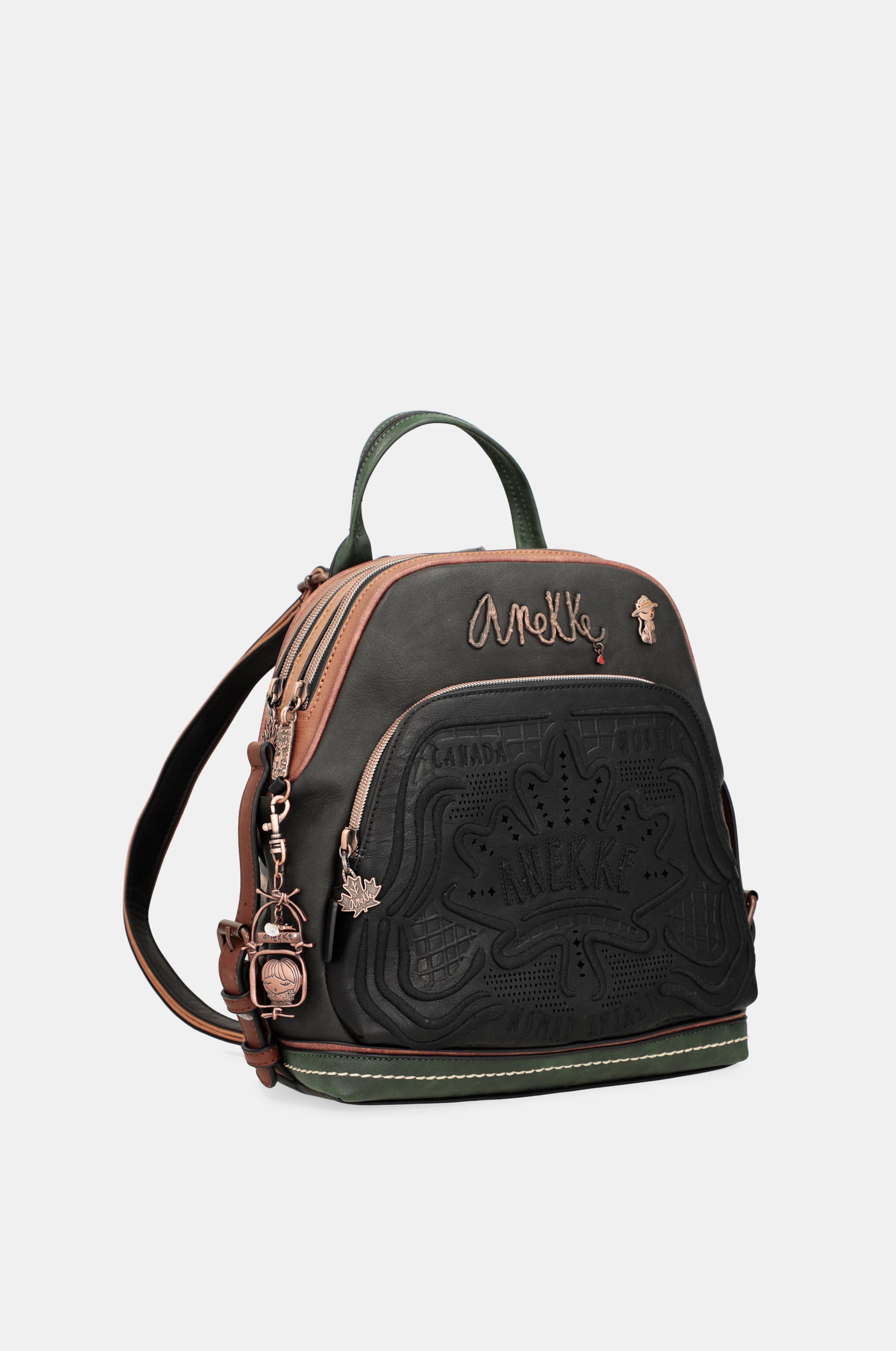 Wild black double compartment backpack
