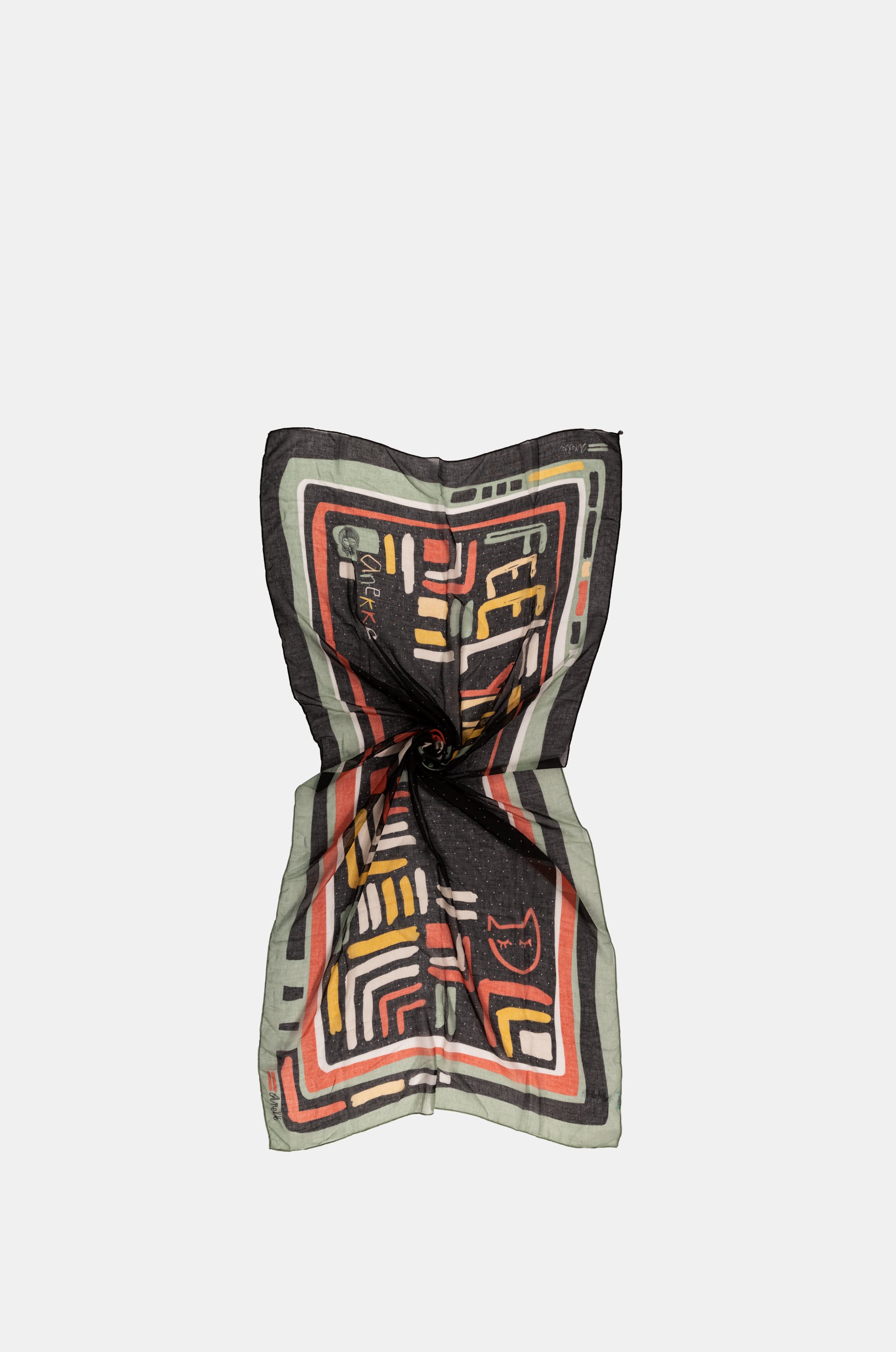 Kene black printed scarf