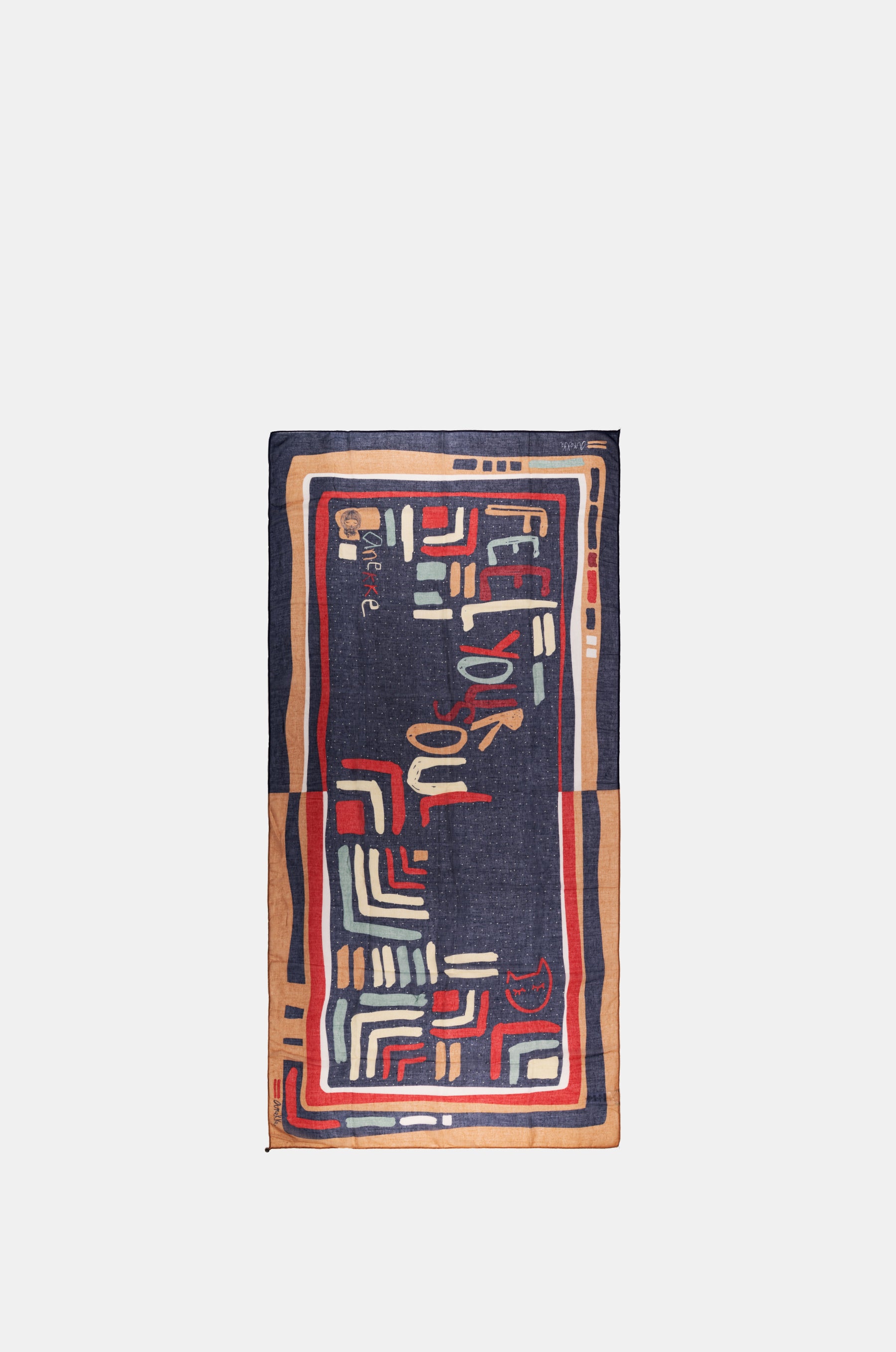 Kene navy blue printed scarf