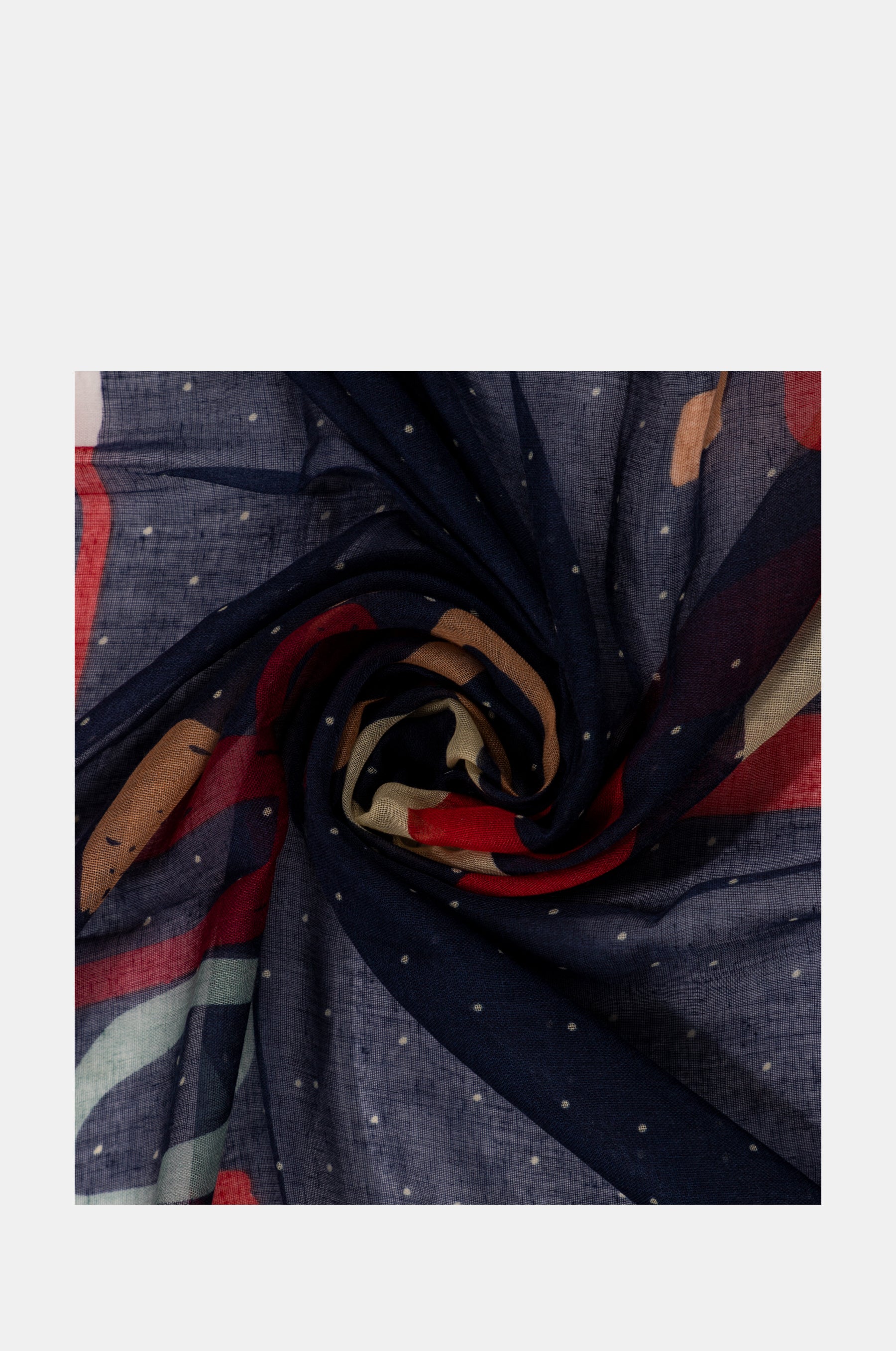 Kene navy blue printed scarf
