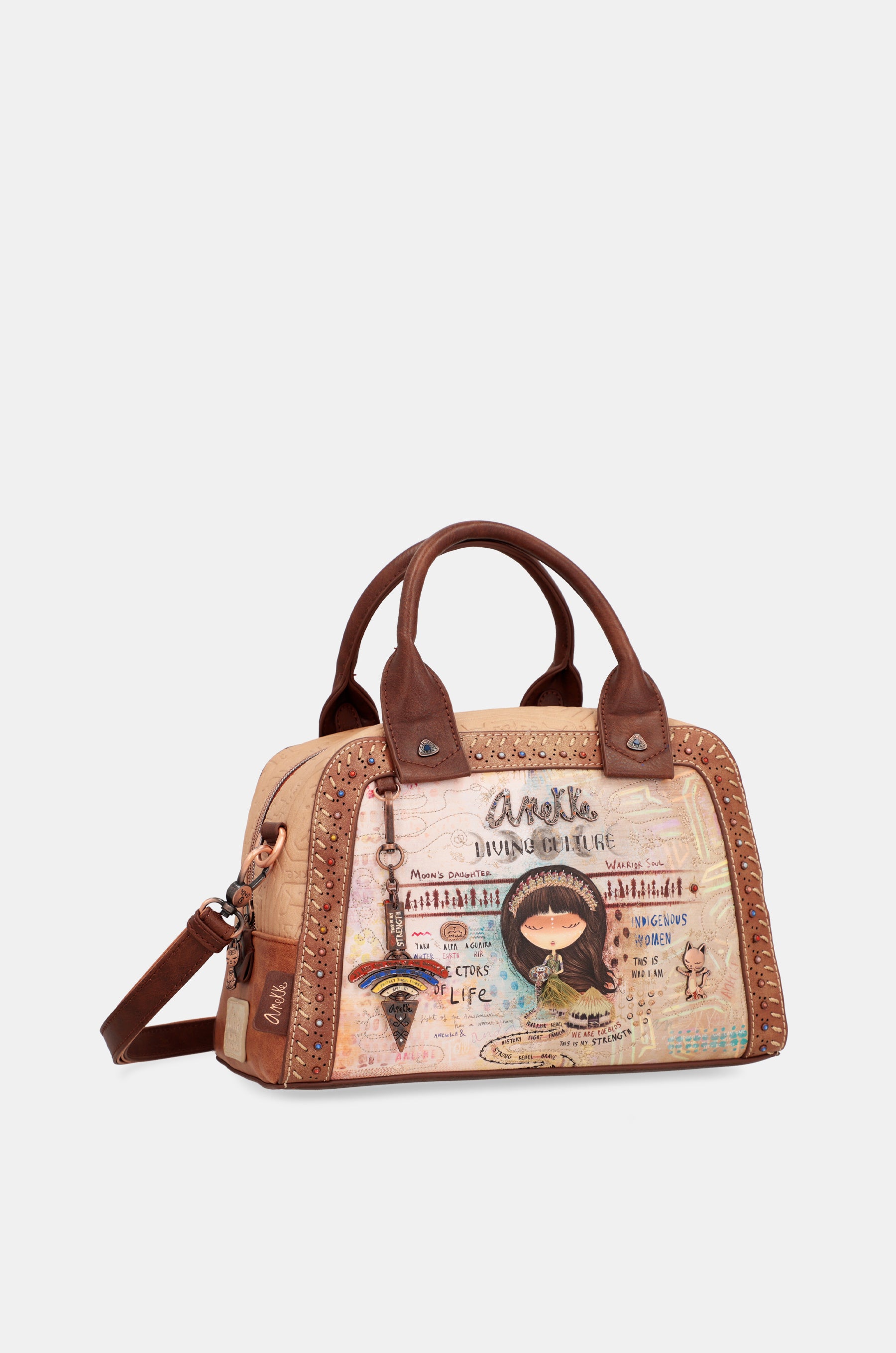 Menire double handle bag with shoulder strap