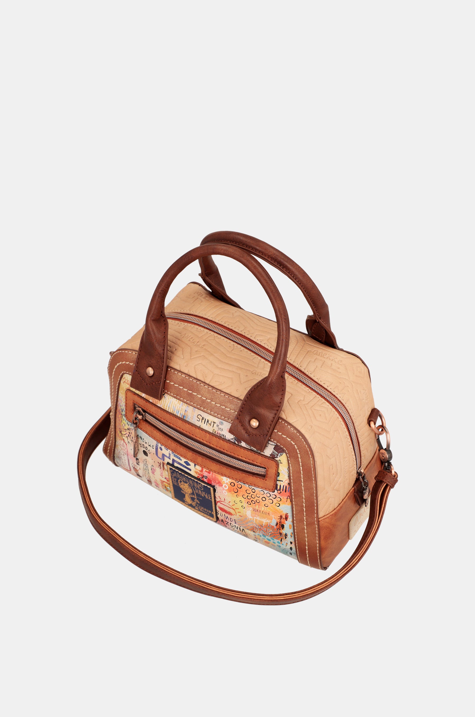 Menire double handle bag with shoulder strap