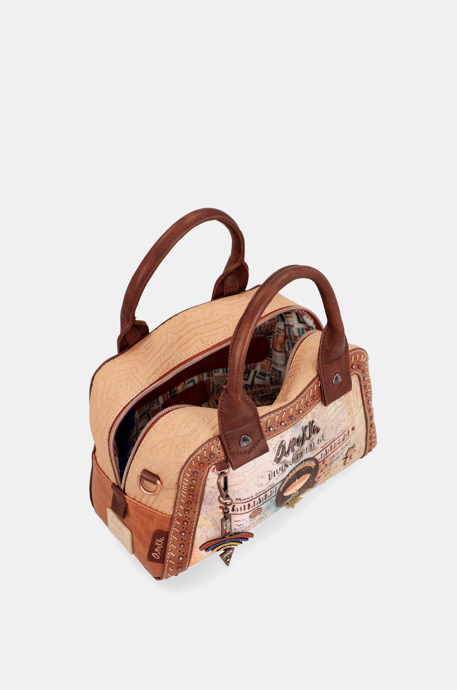 Menire double handle bag with shoulder strap