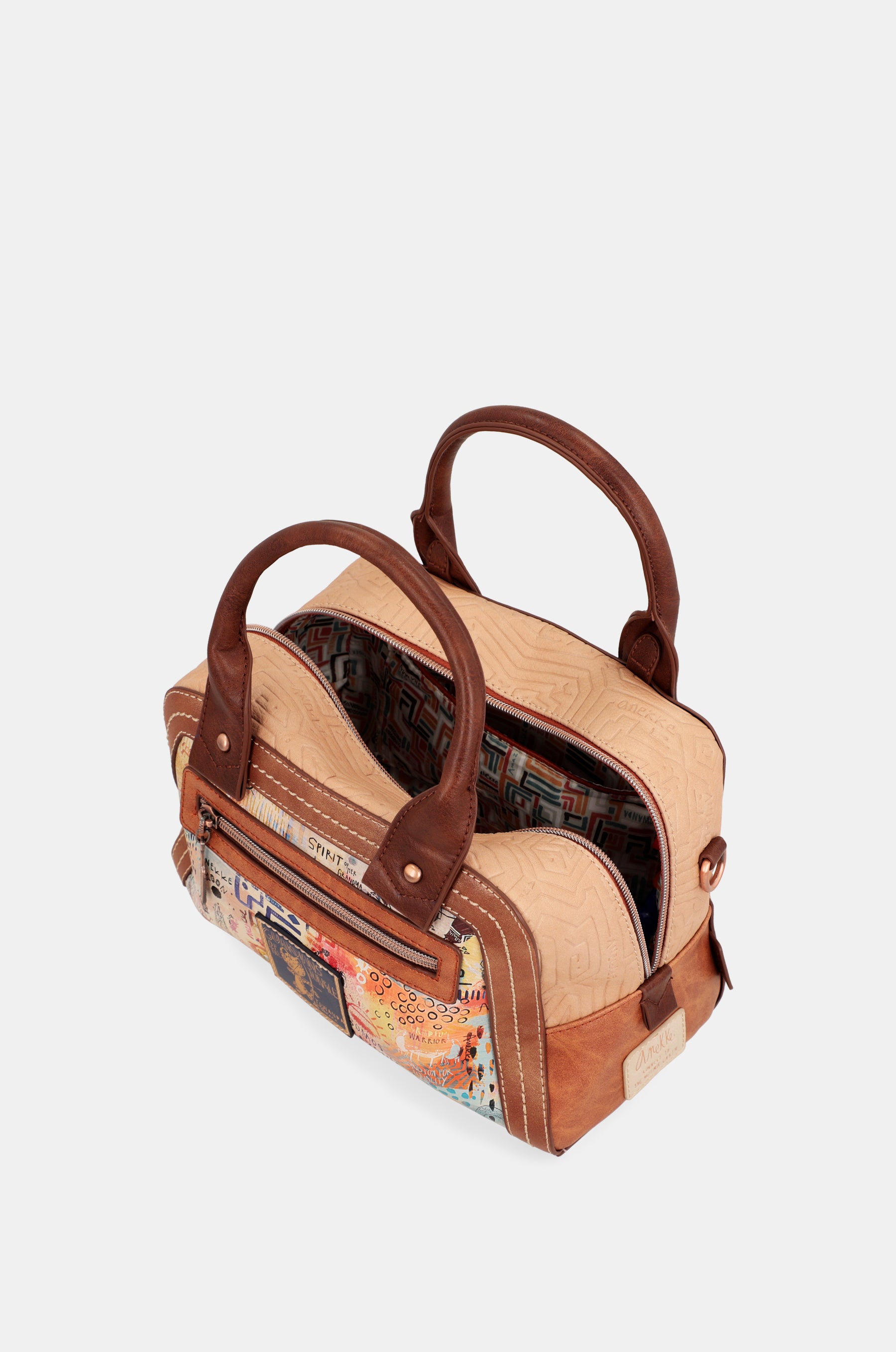 Menire double handle bag with shoulder strap