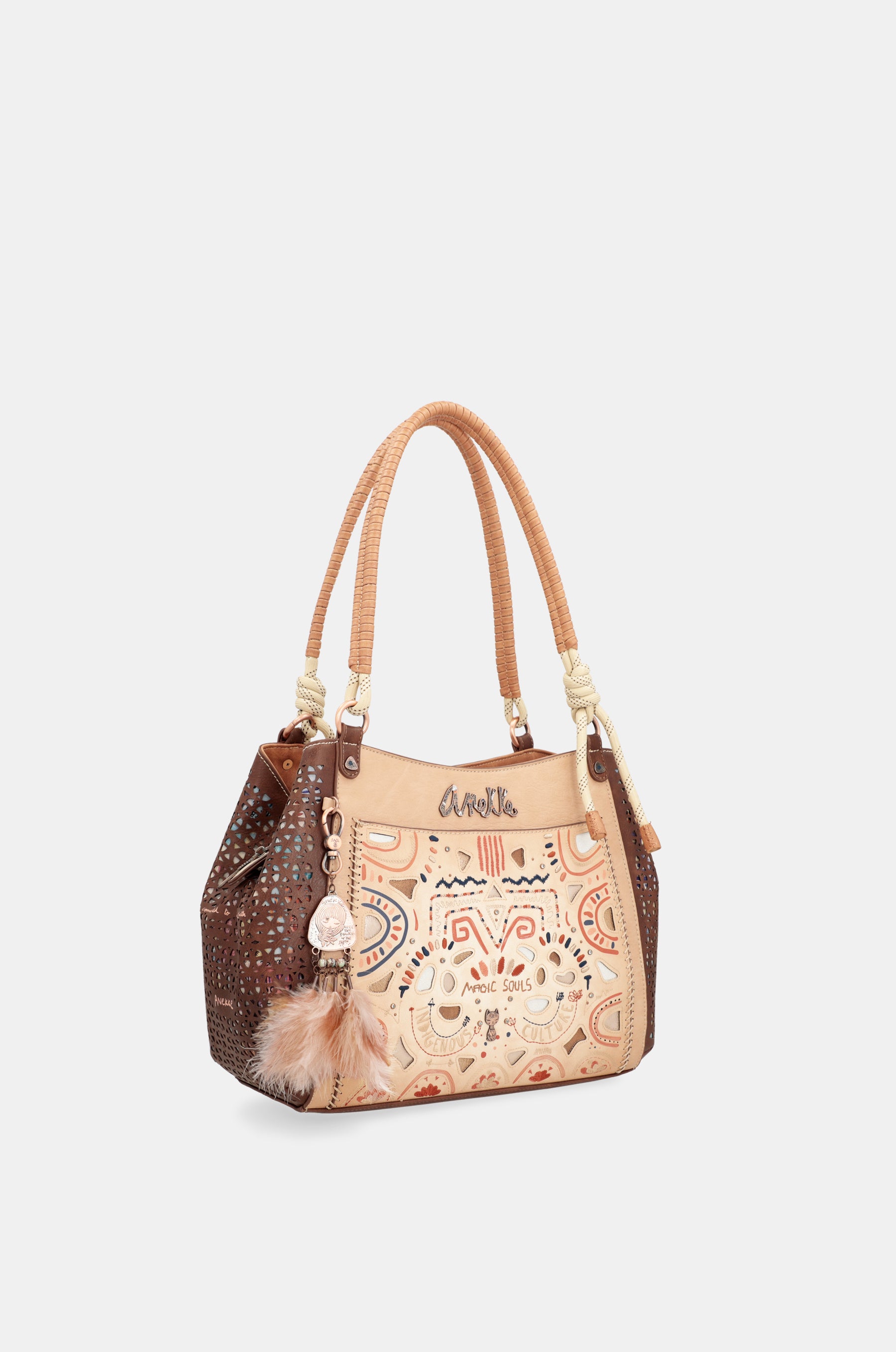 Tribe tote bag with braided handles