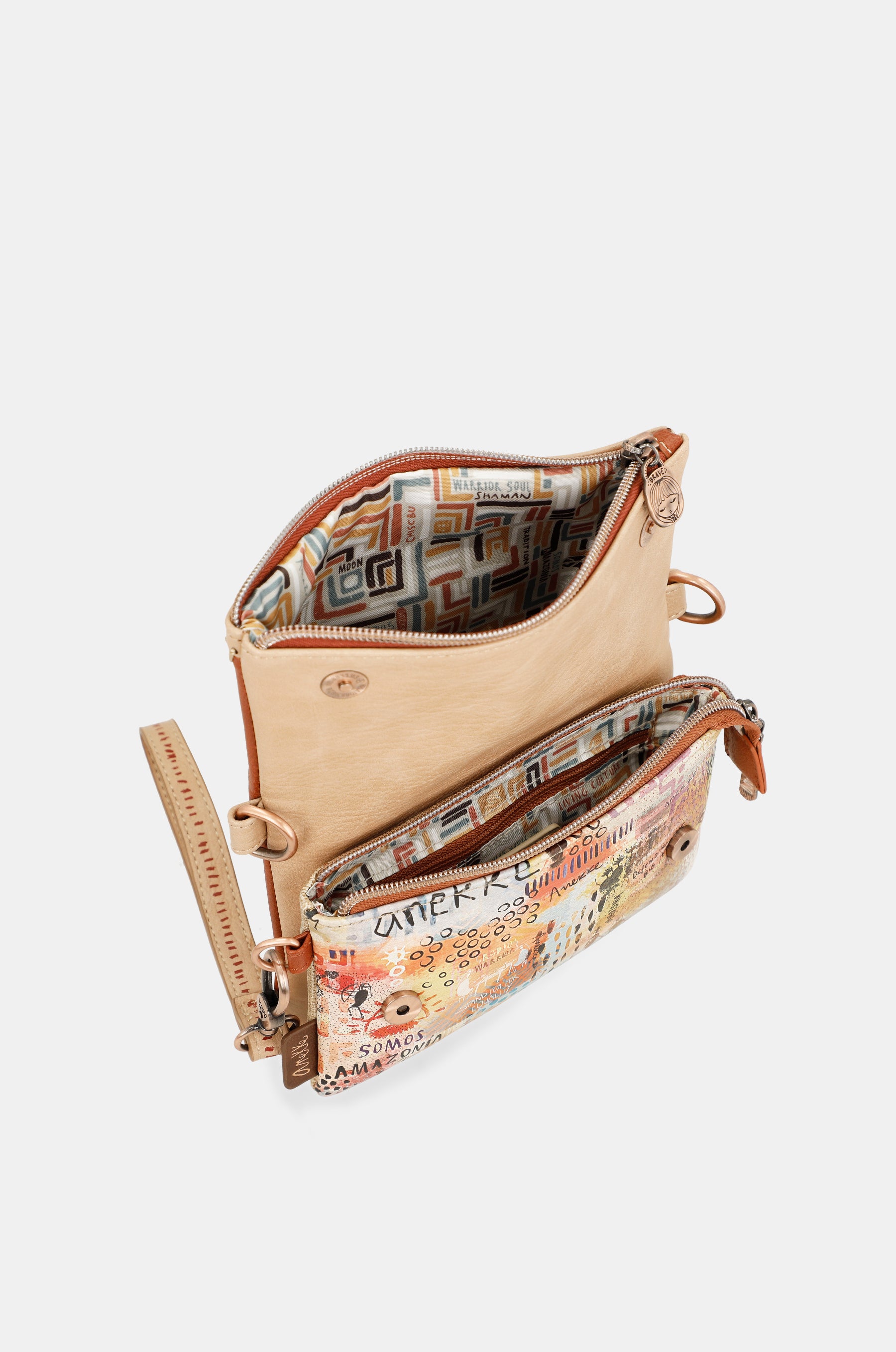 Tribe small crossbody bag with 2 compartments
