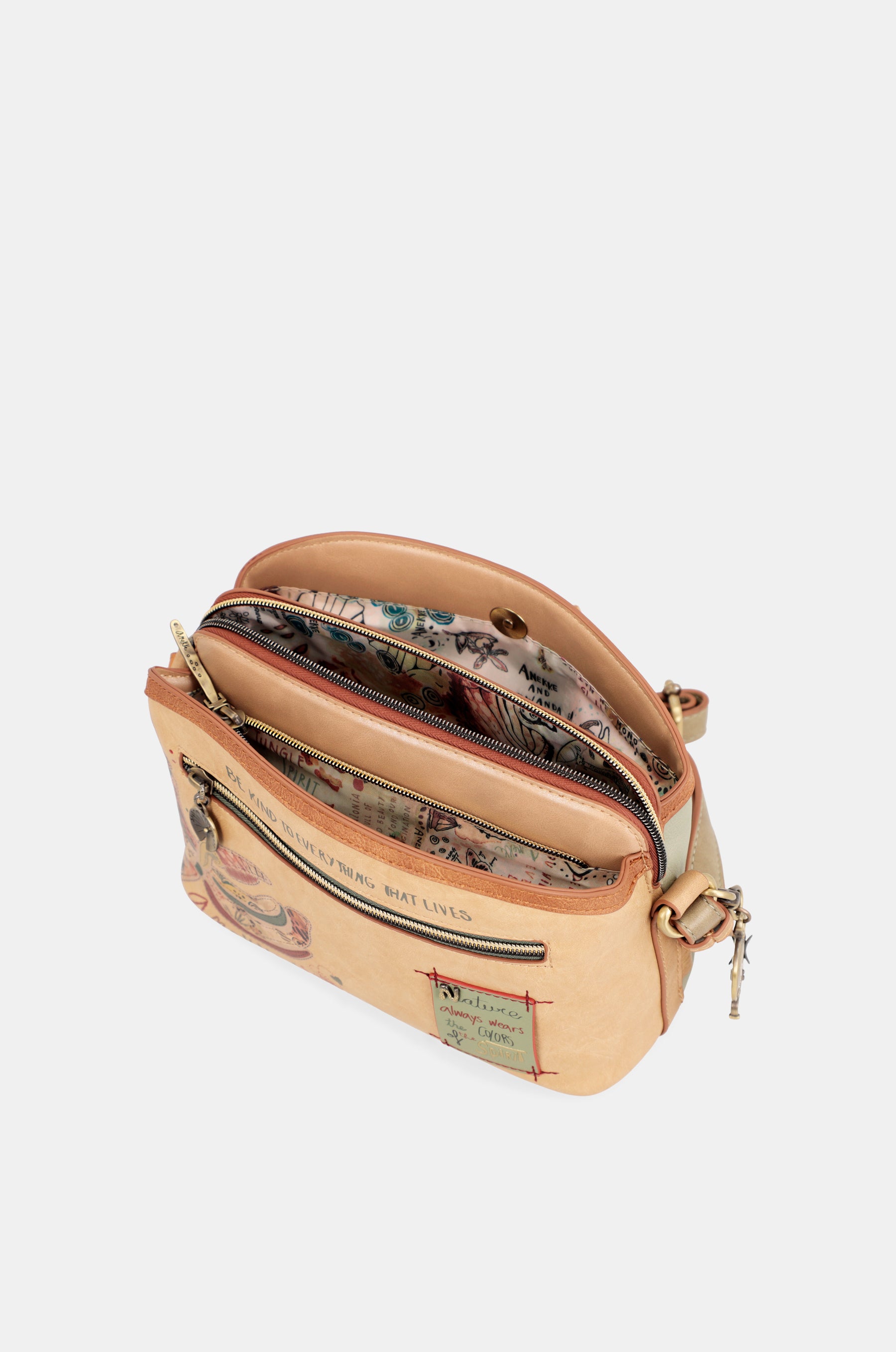 Butterfly crossbody bag with triple compartments