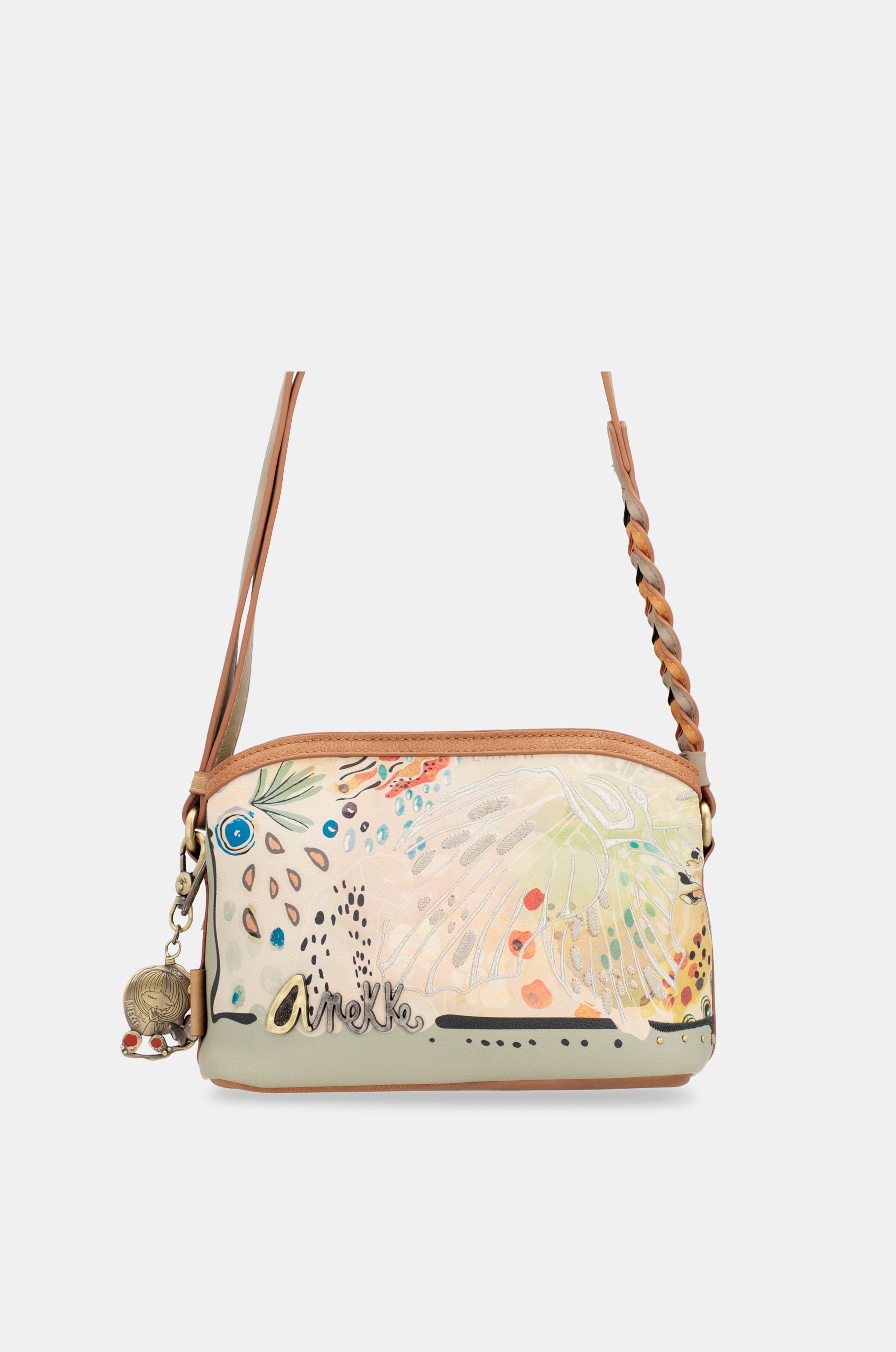 Butterfly crossbody bag with triple compartments