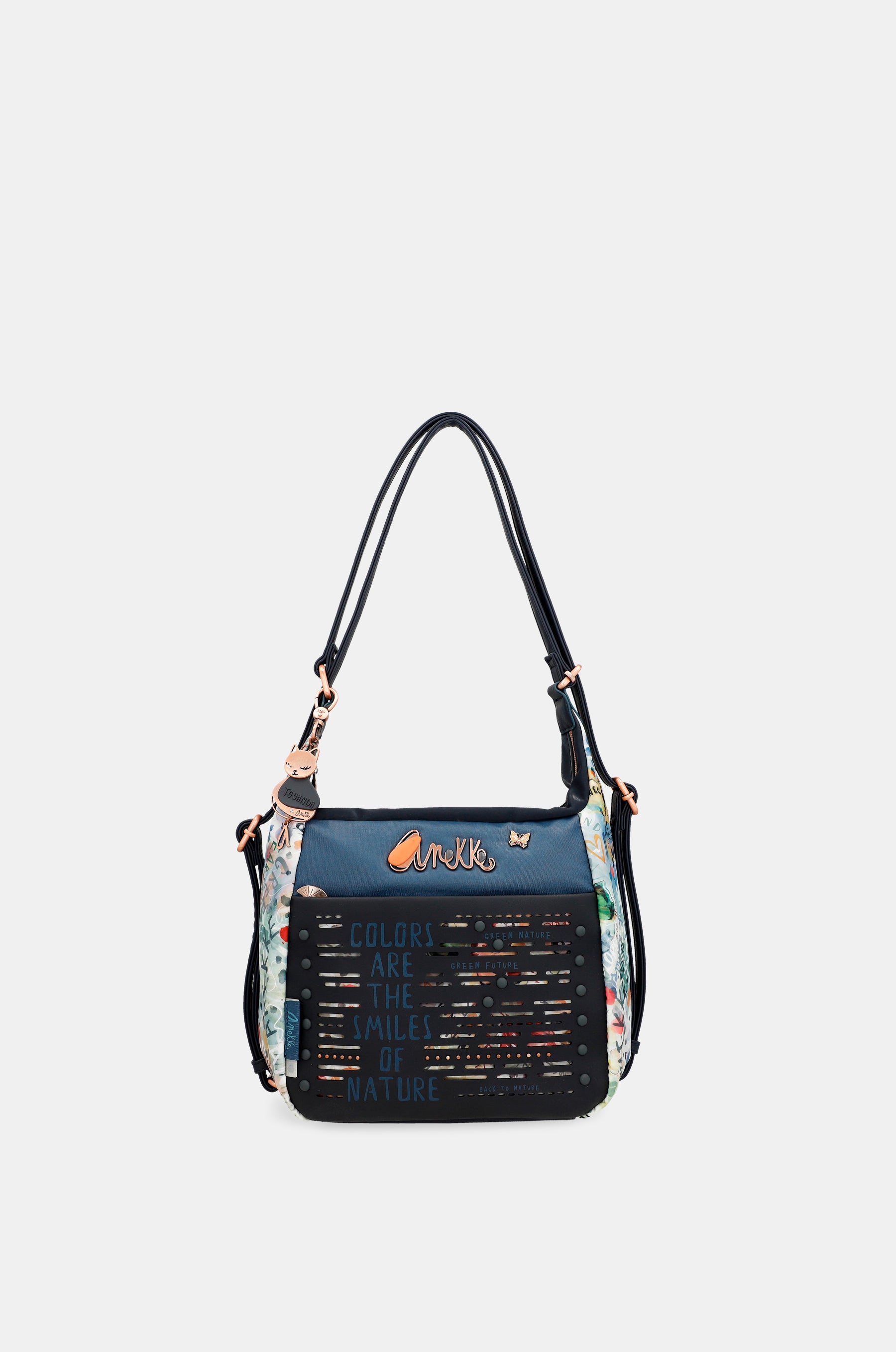 Nature Pachamama convertible crossbody bag into a backpack