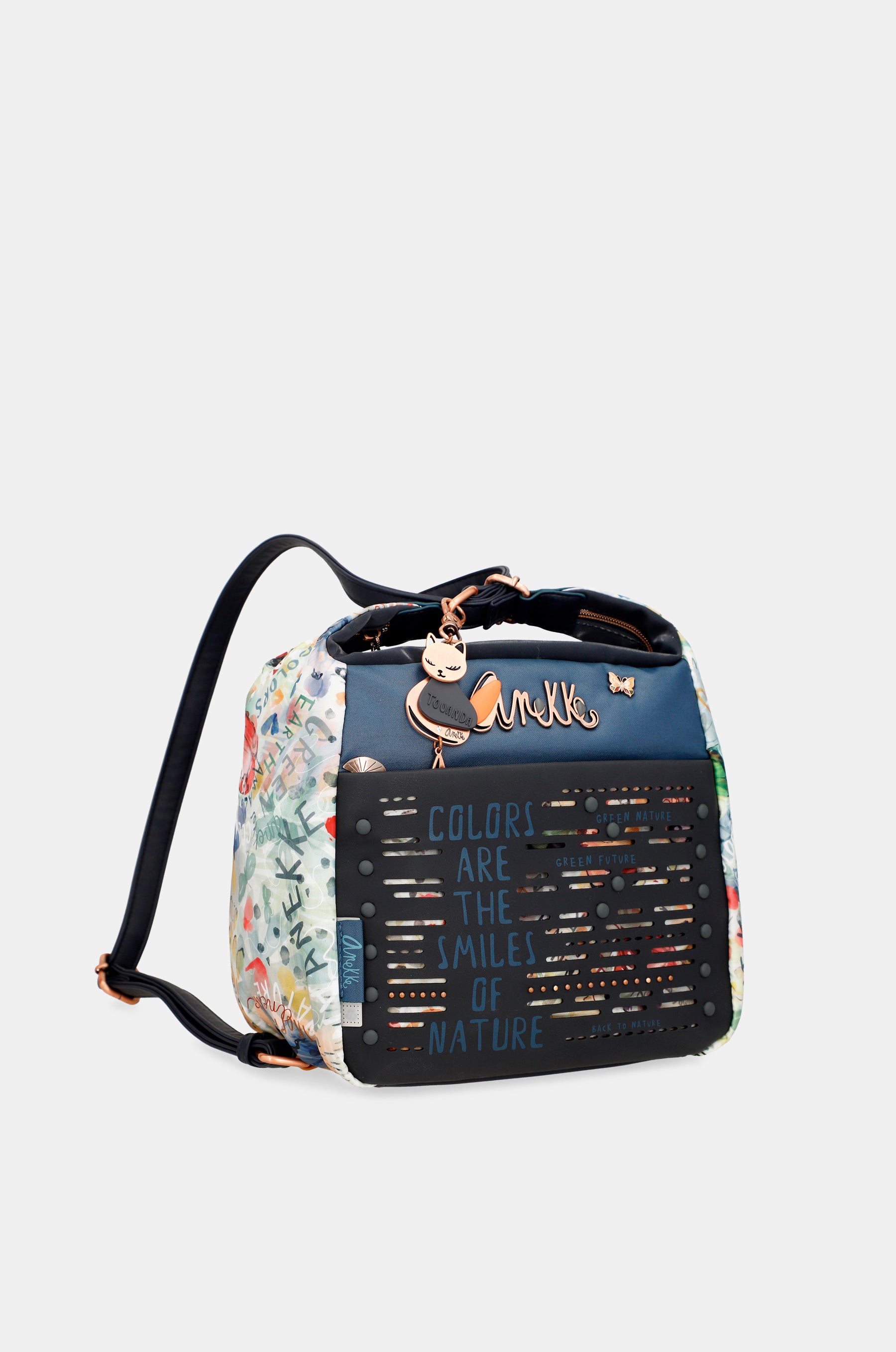 Nature Pachamama convertible crossbody bag into a backpack