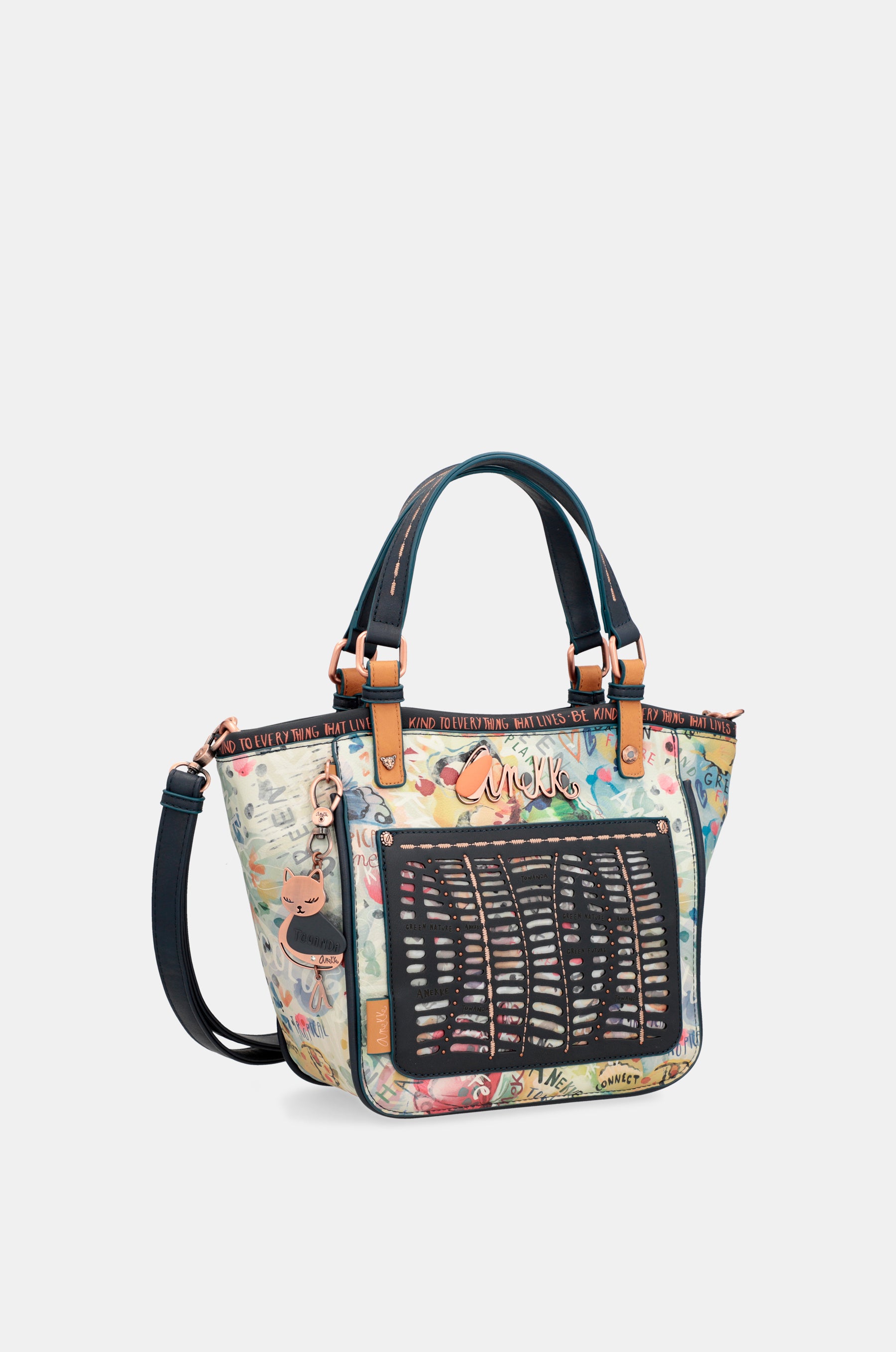 Nature Pachamama navy blue printed tote bag