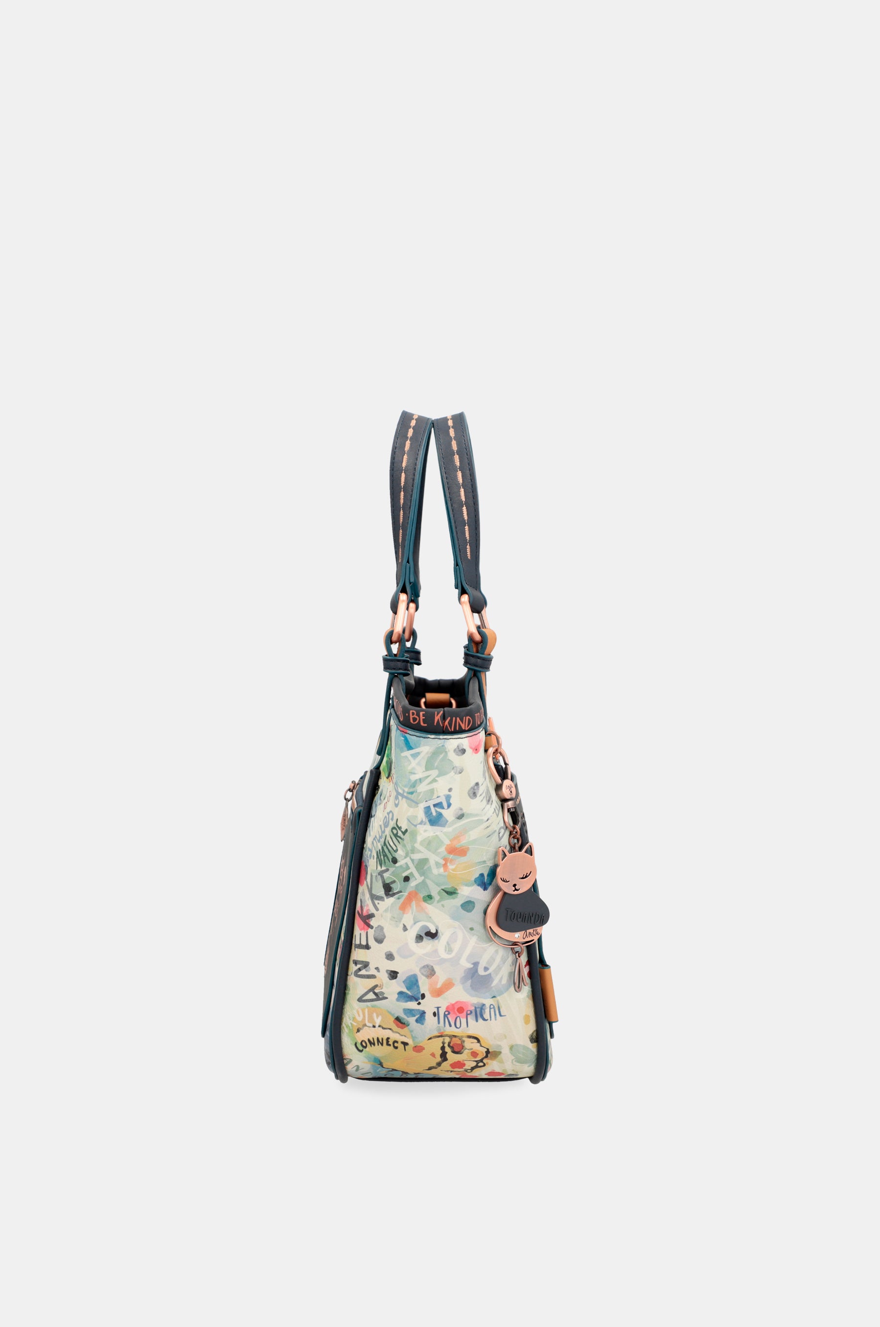 Nature Pachamama navy blue printed tote bag