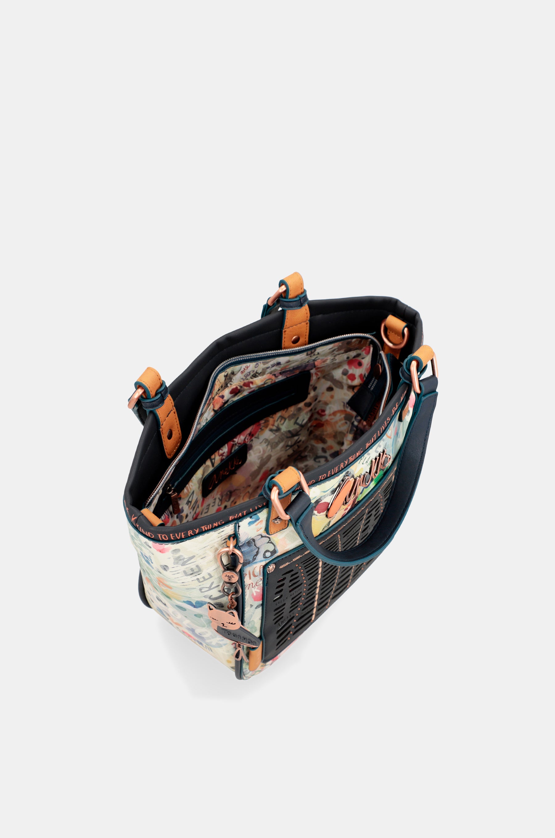 Nature Pachamama navy blue printed tote bag