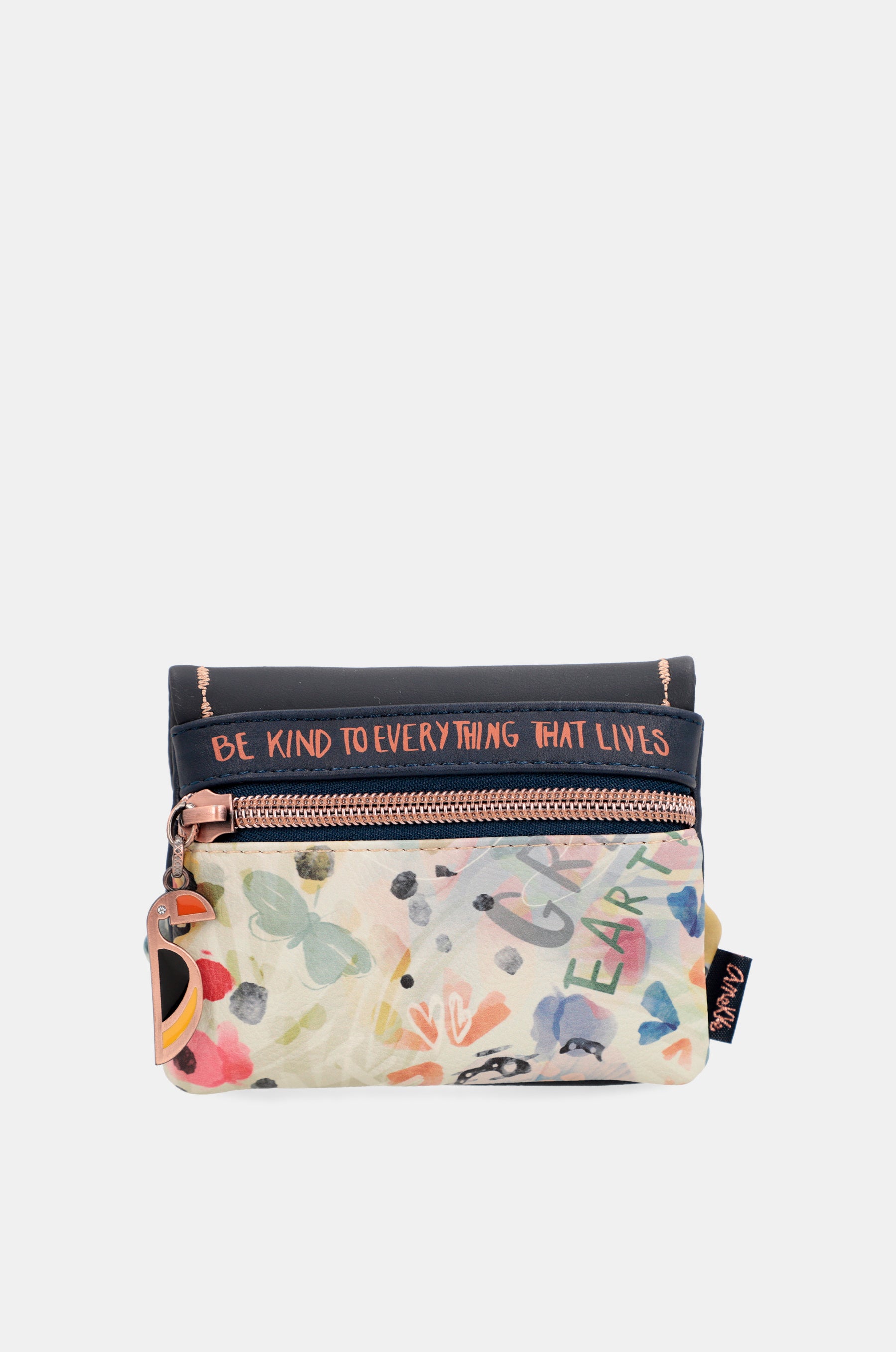Nature Pachamama navy blue flap wallet