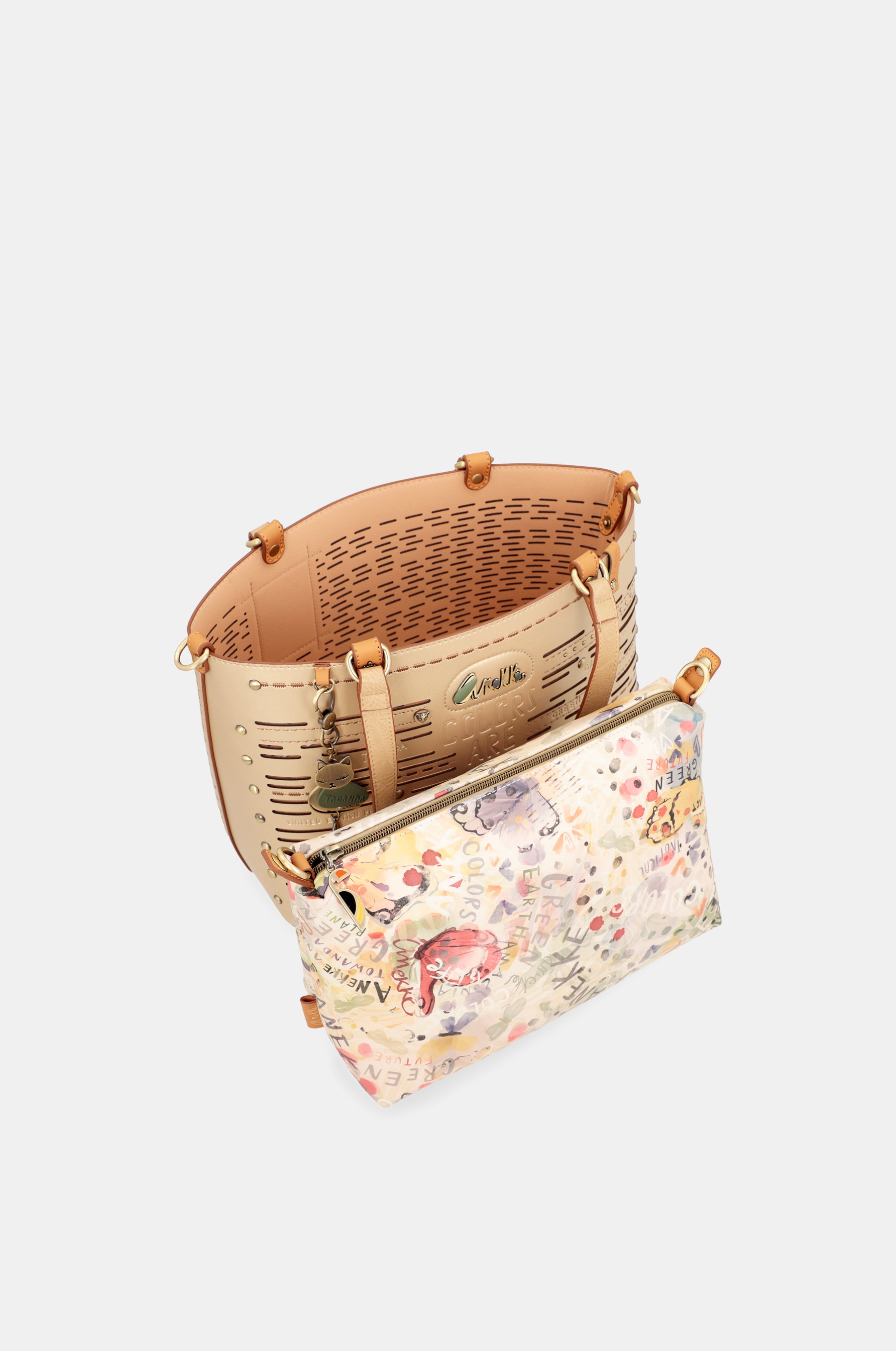 Nature Pachamama large golden tote bag