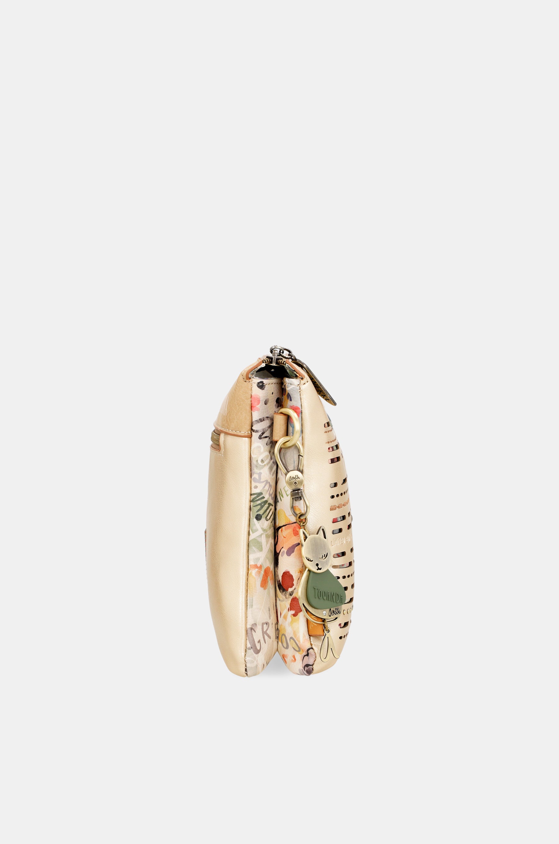 Nature Pachamama golden crossbody bag with two compartments