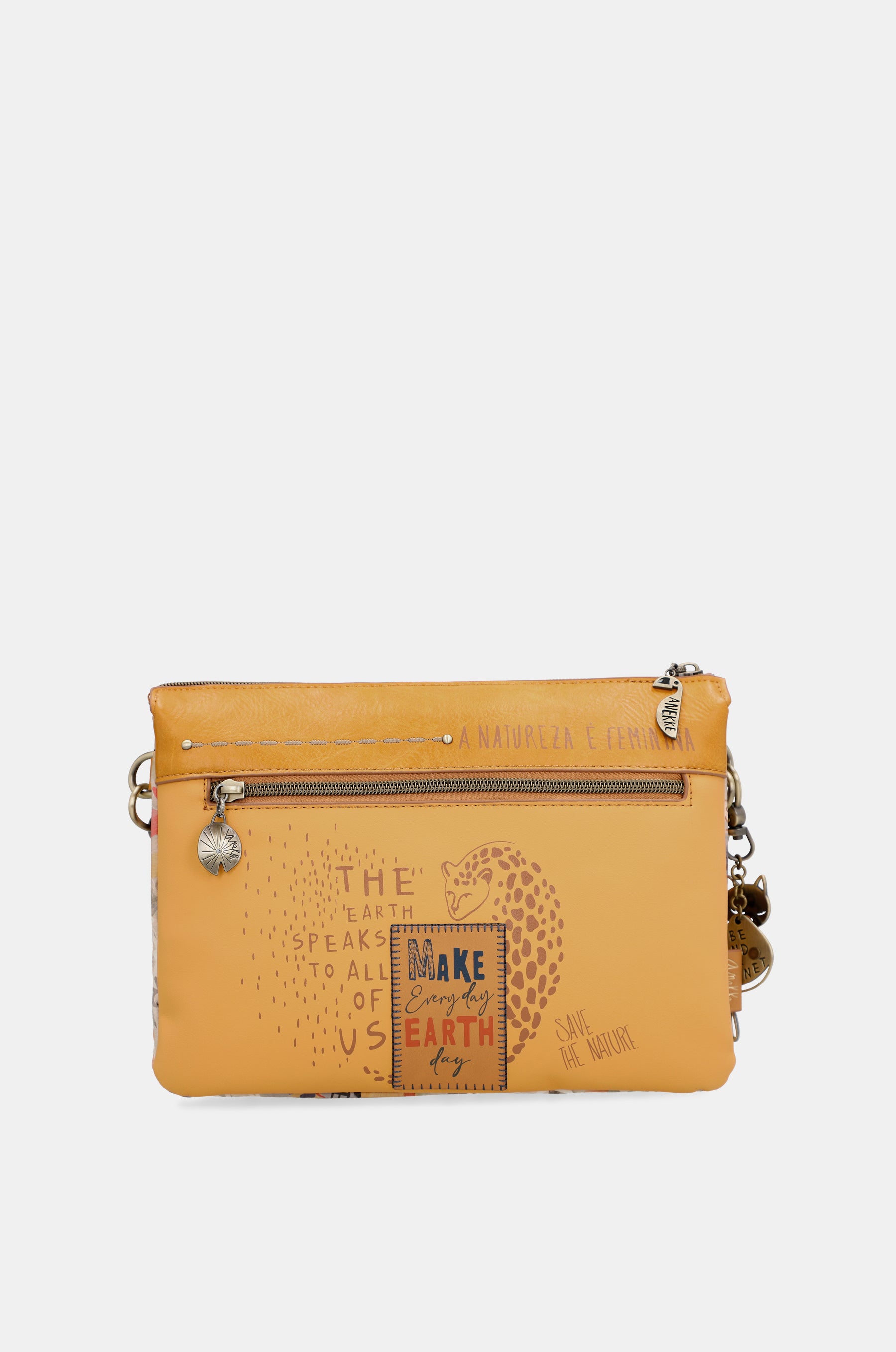 Nature Pachamama ochre crossbody bag with two compartments