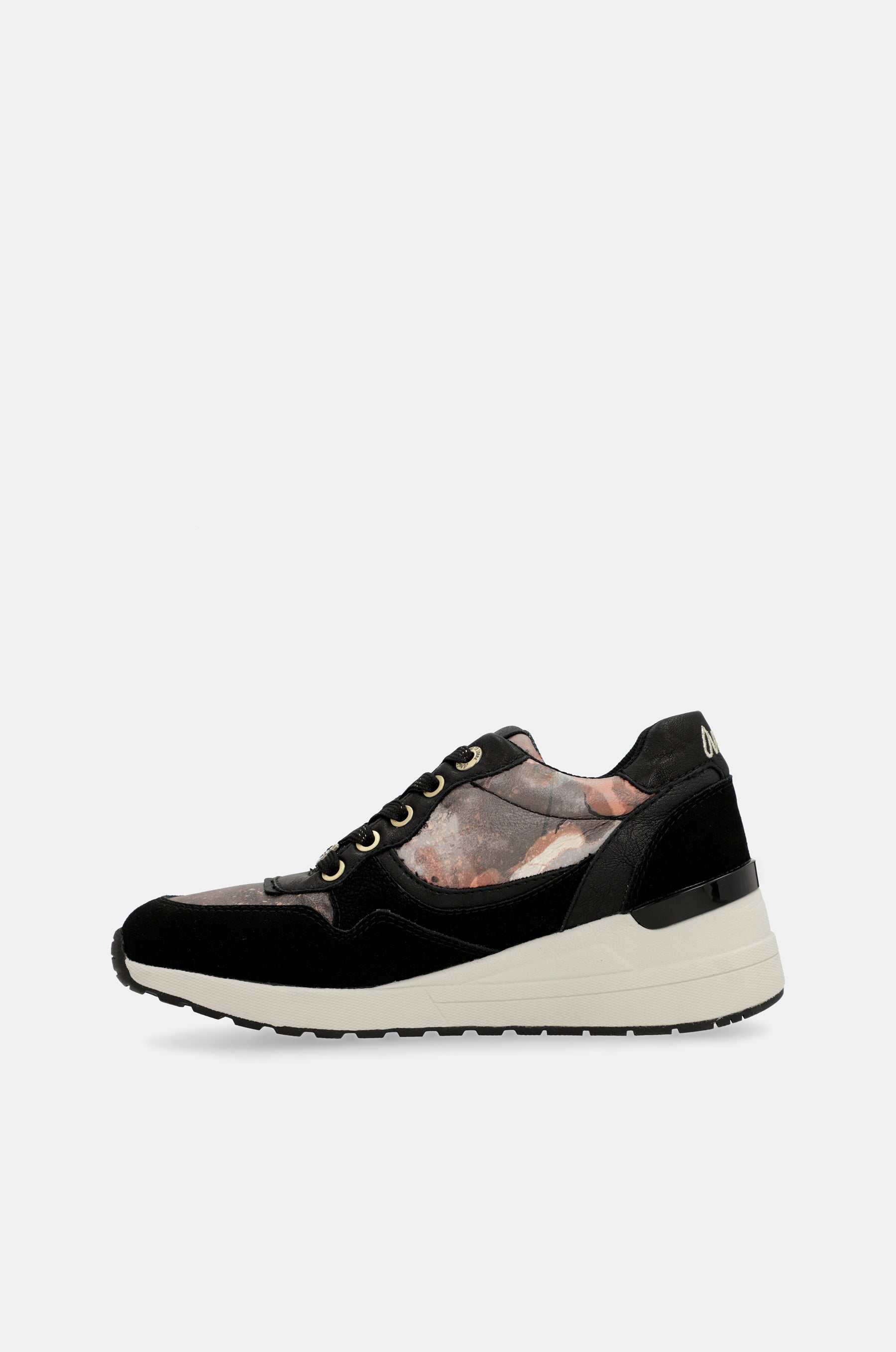 Black Padded Sports Sneakers with Wedge