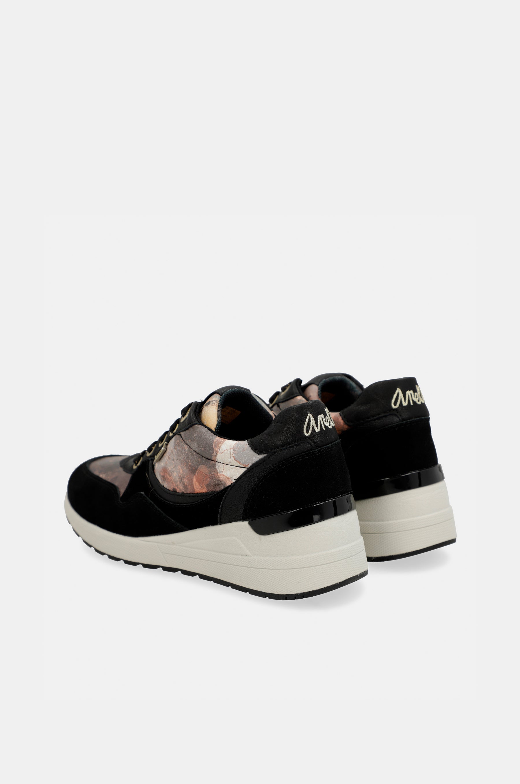 Black Padded Sports Sneakers with Wedge