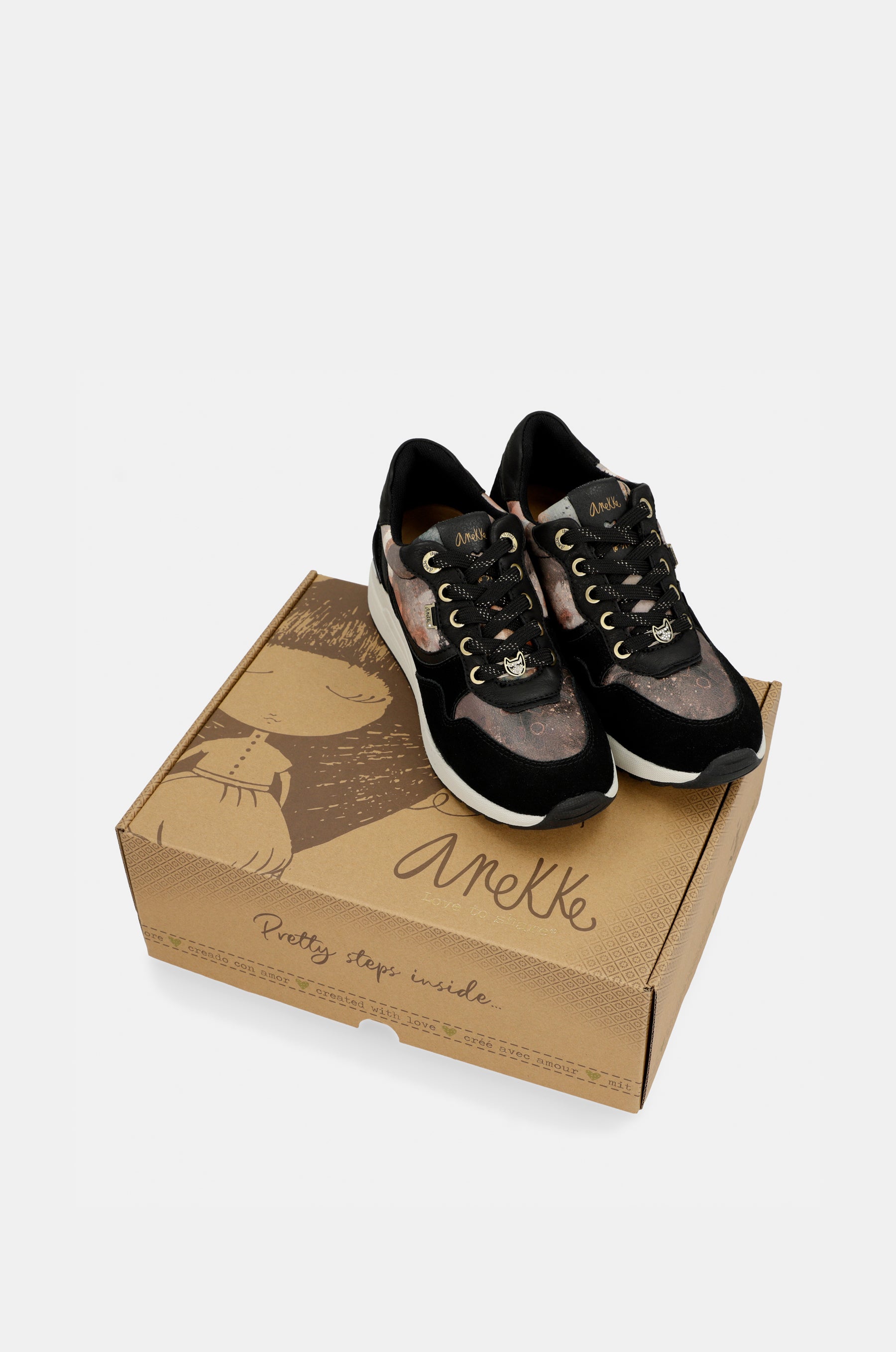 Black Padded Sports Sneakers with Wedge