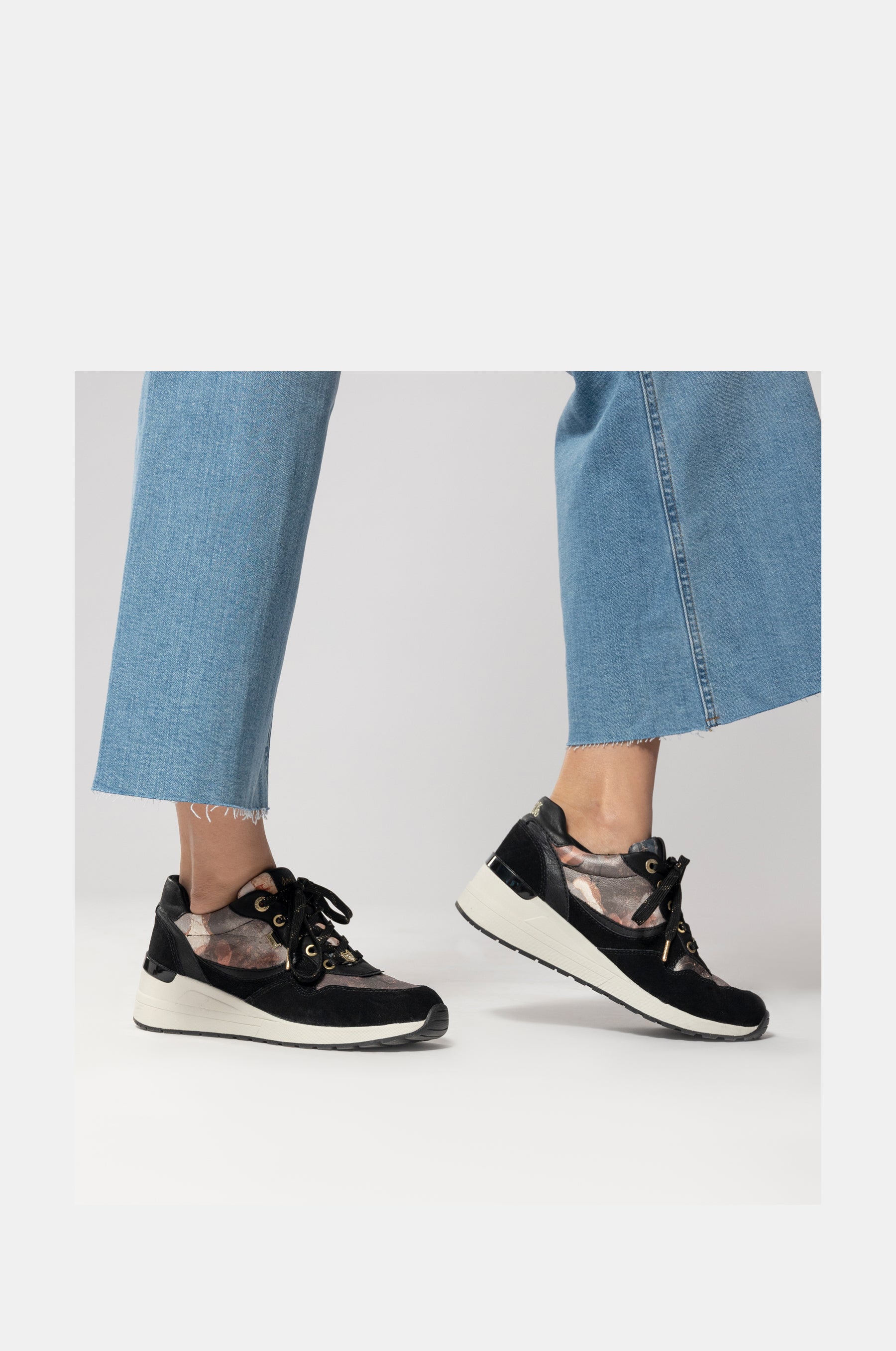 Black Padded Sports Sneakers with Wedge