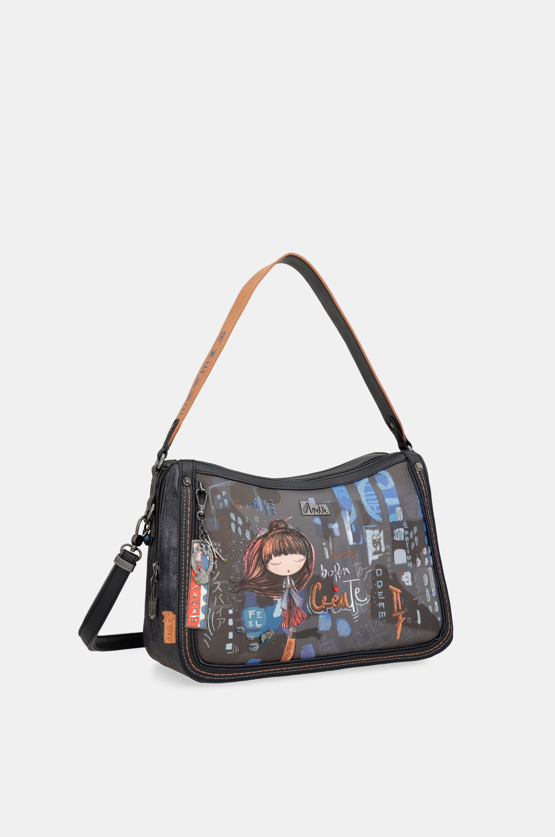 Contemporary shoulder bag with shoulder strap
