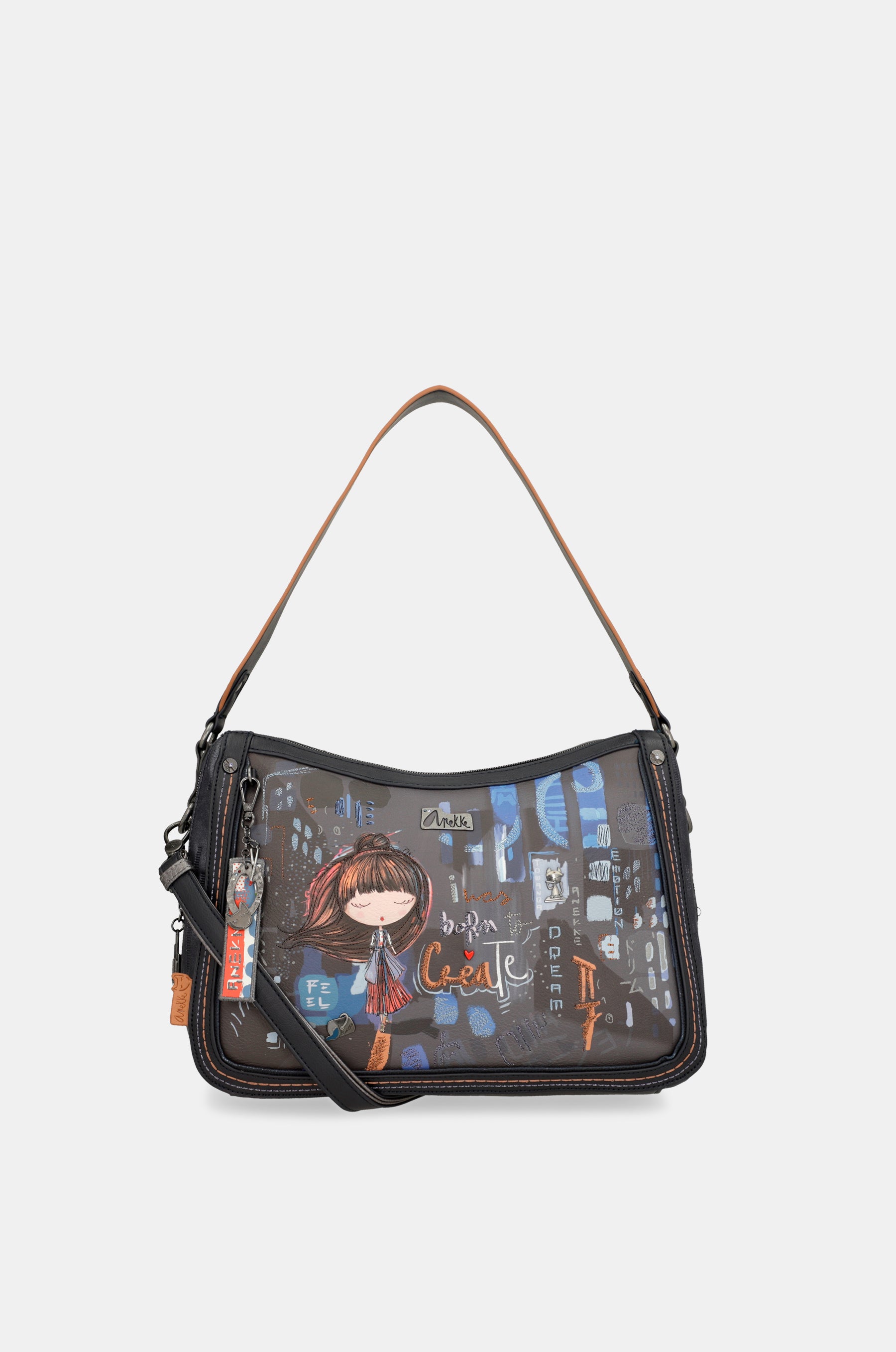 Contemporary shoulder bag with shoulder strap
