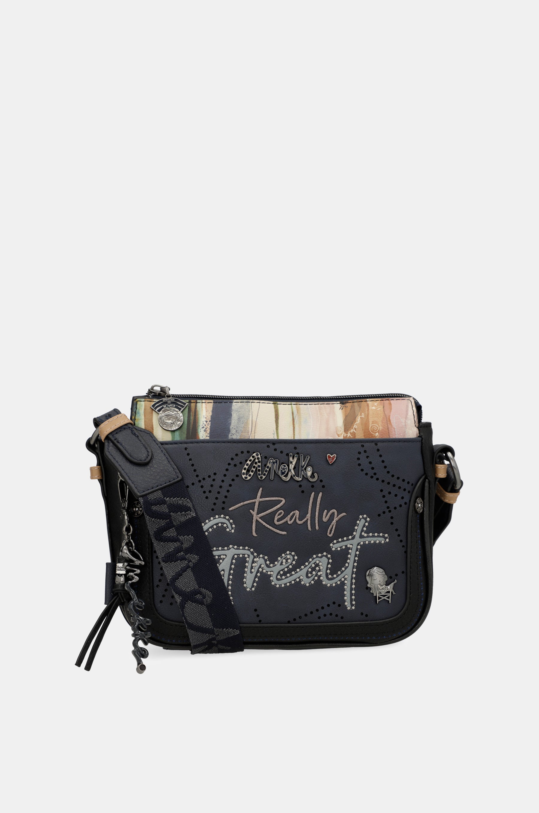 Studio navy blue 3-compartment crossbody bag