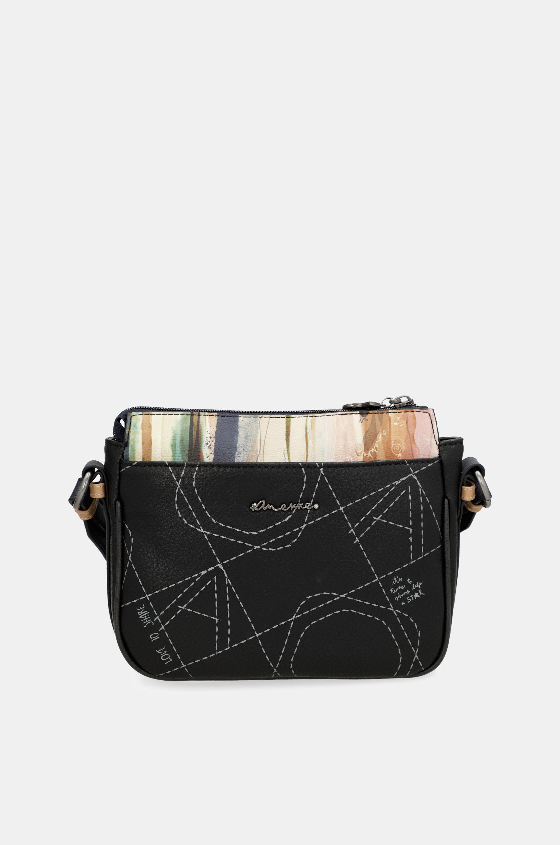 Studio navy blue 3-compartment crossbody bag