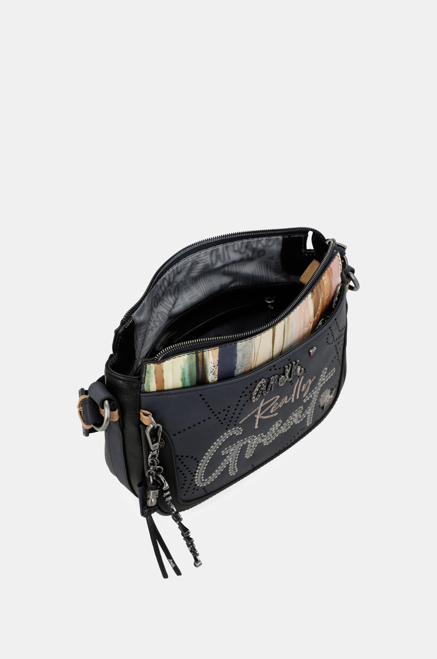 Studio navy blue 3-compartment crossbody bag