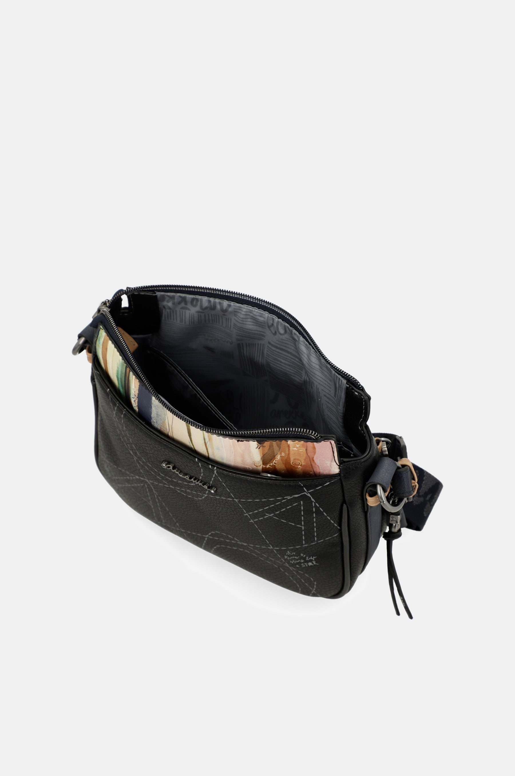 Studio navy blue 3-compartment crossbody bag