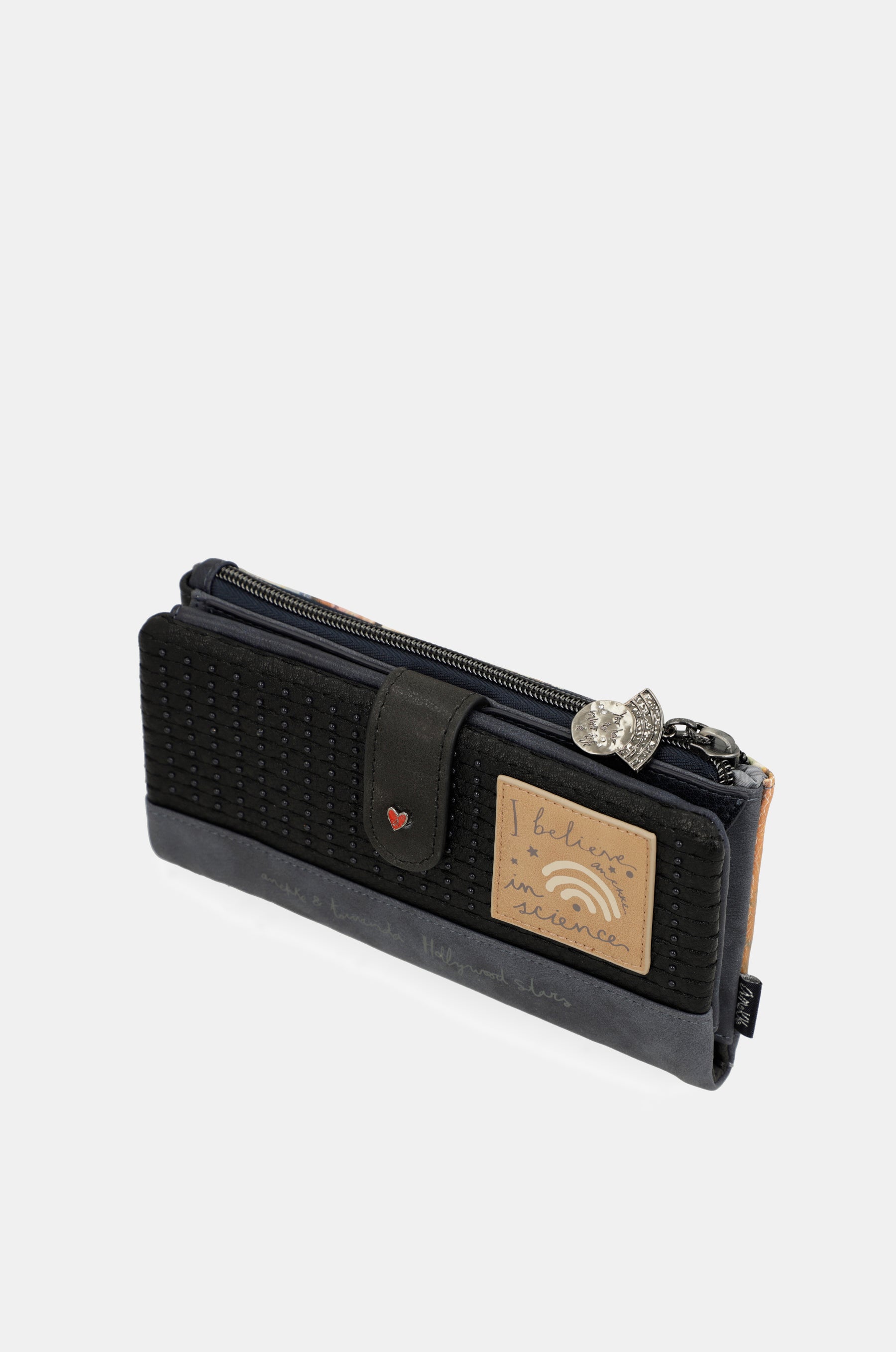 Studio navy blue flexible large RFID wallet