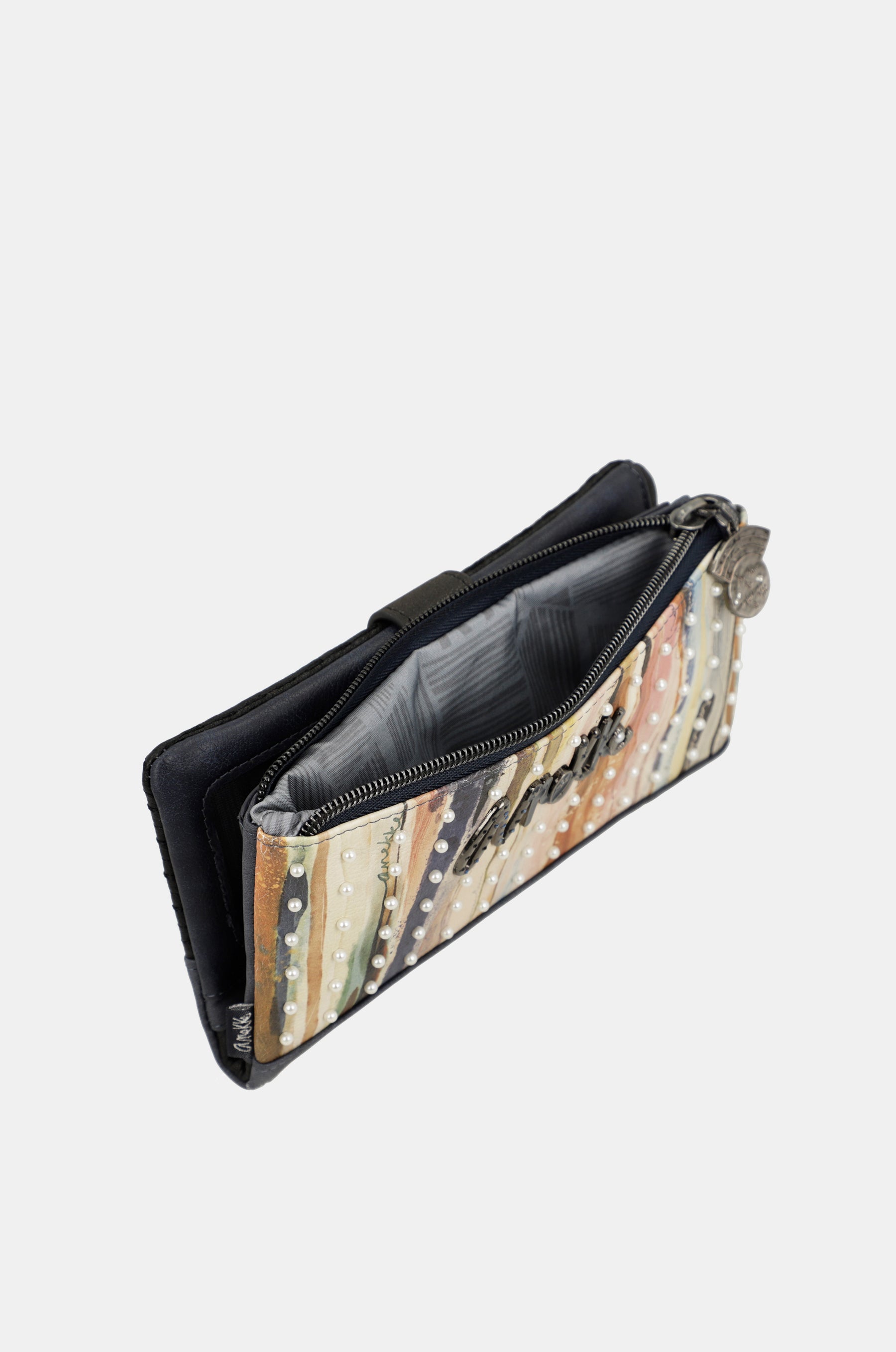 Studio navy blue flexible large RFID wallet