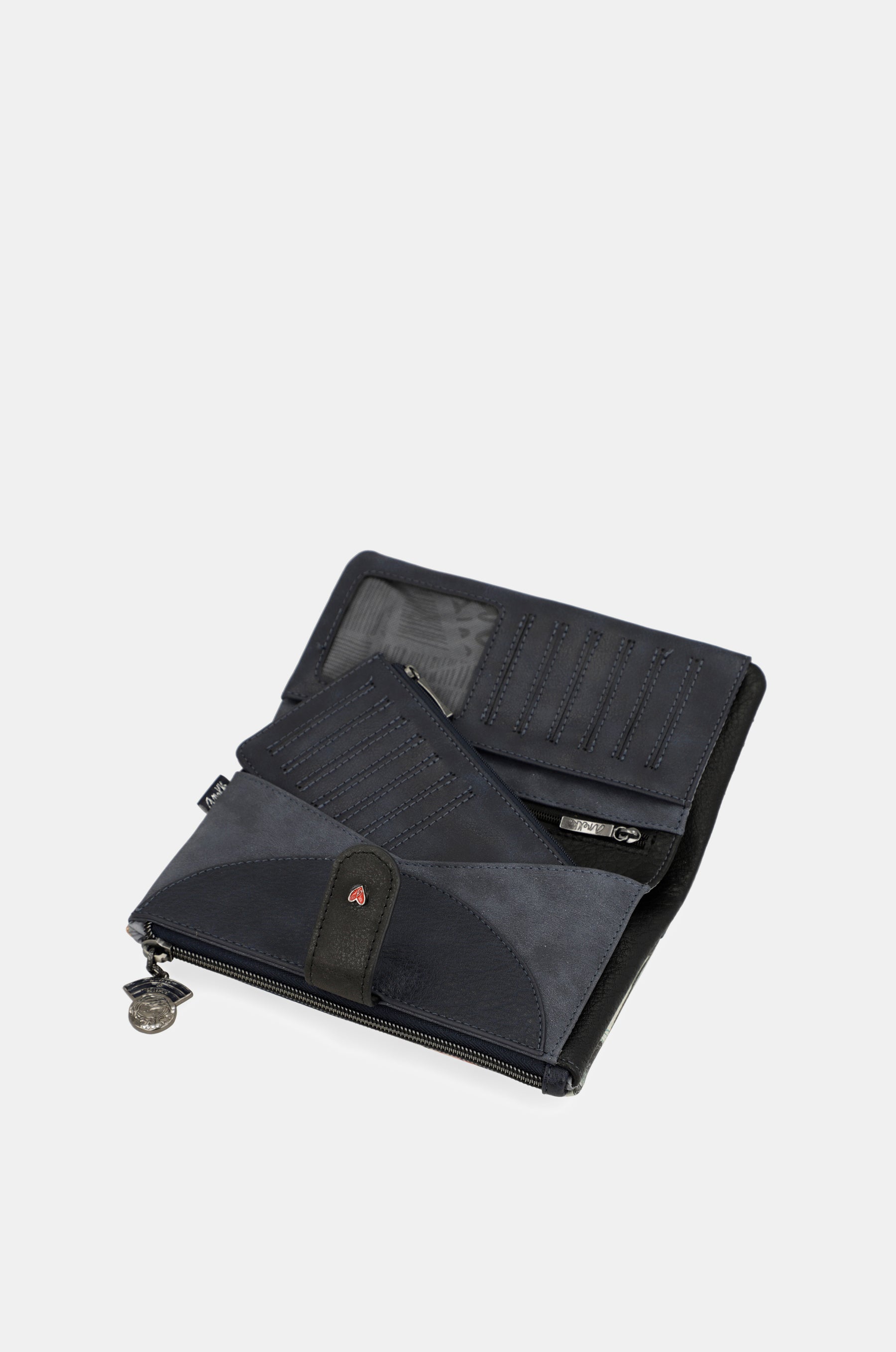 Studio navy blue flexible large RFID wallet