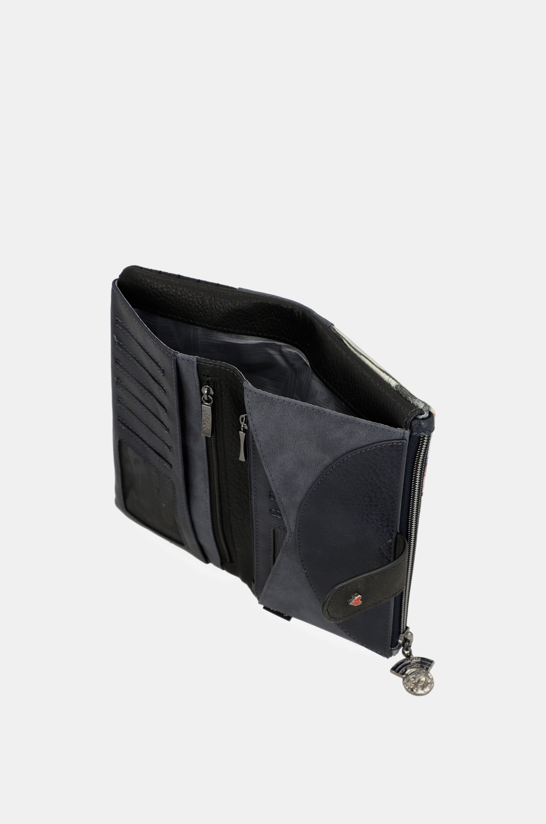 Studio navy blue flexible large RFID wallet