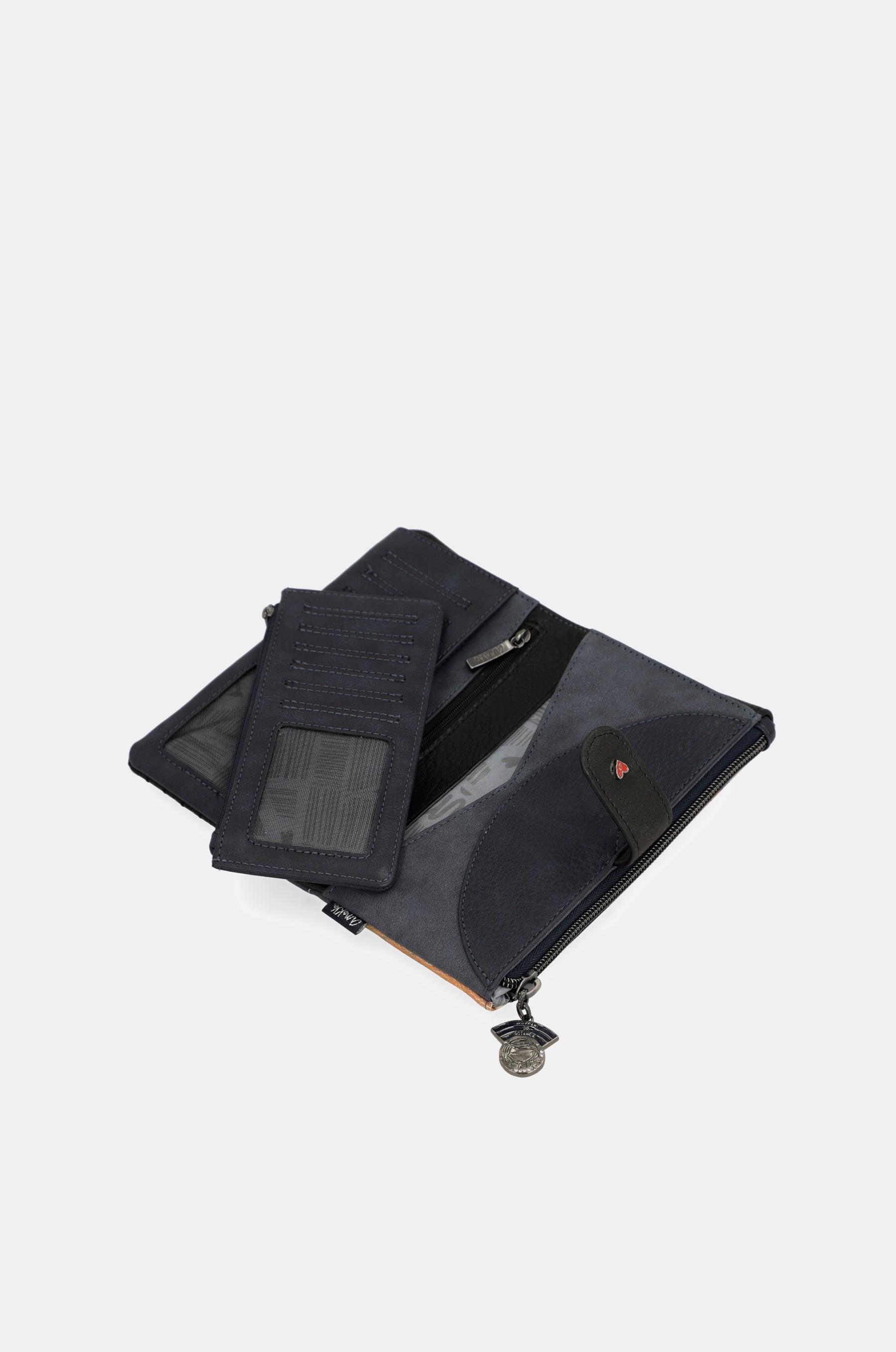 Studio navy blue flexible large RFID wallet