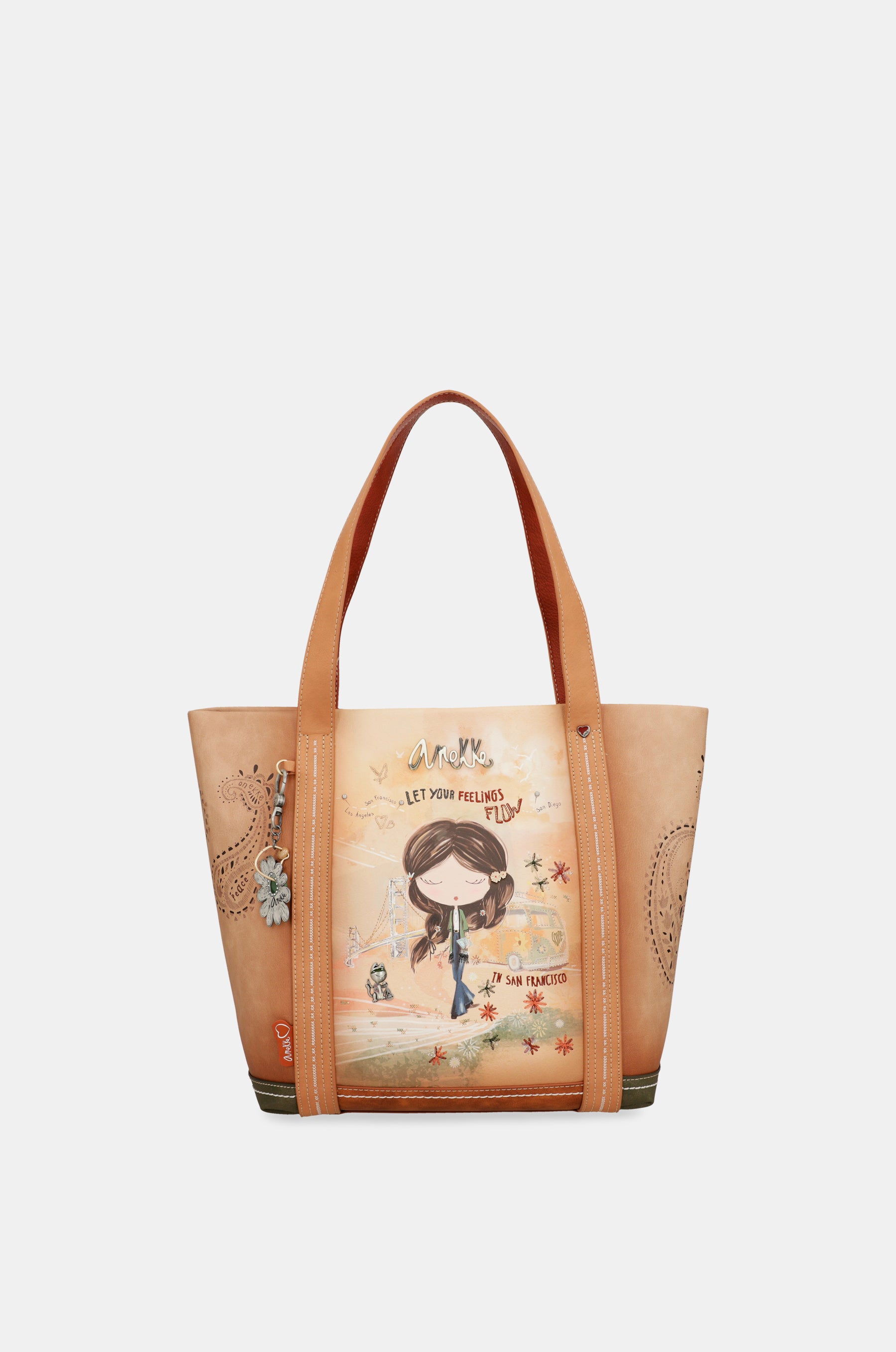 Peace & Love camel shopping bag