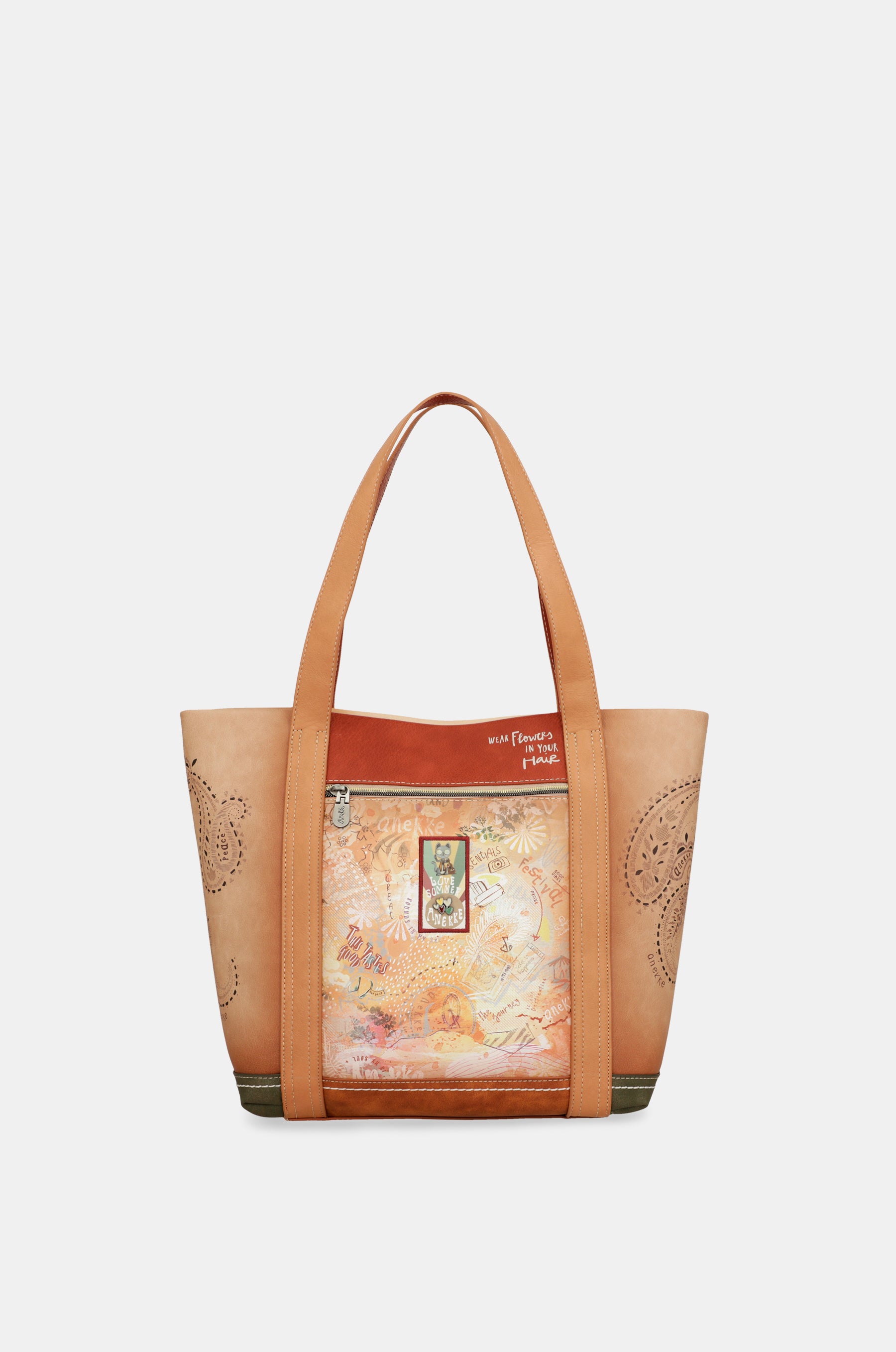 Peace & Love camel shopping bag
