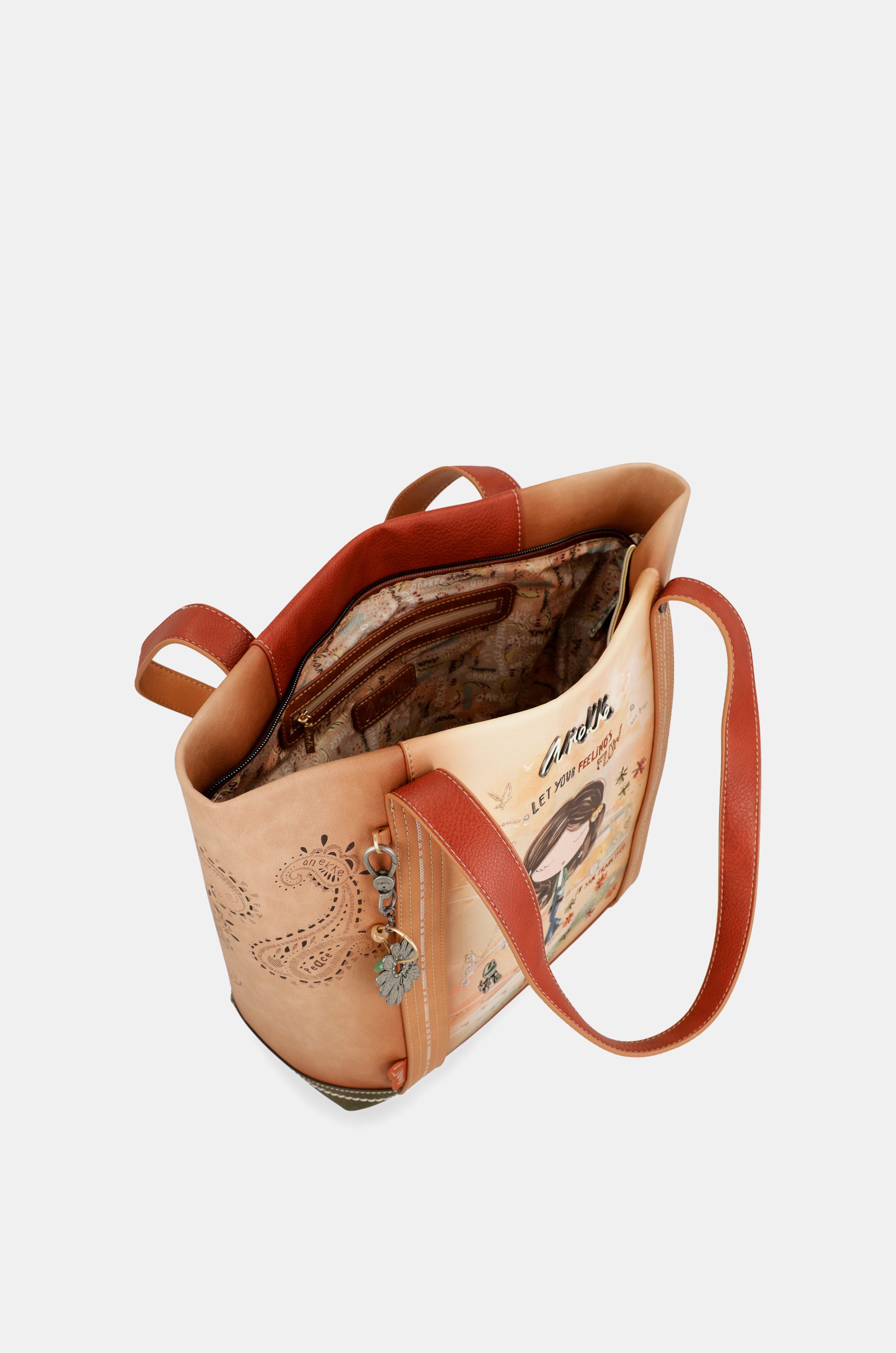 Peace & Love camel shopping bag