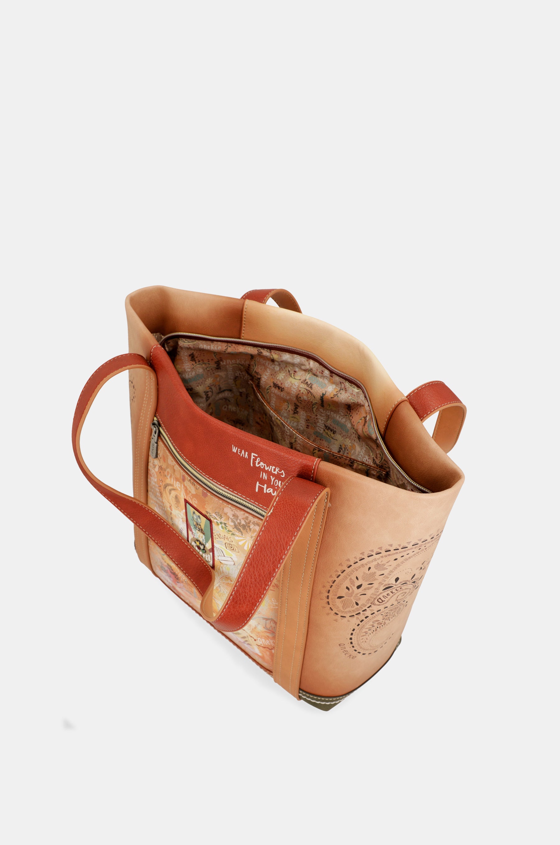 Peace & Love camel shopping bag