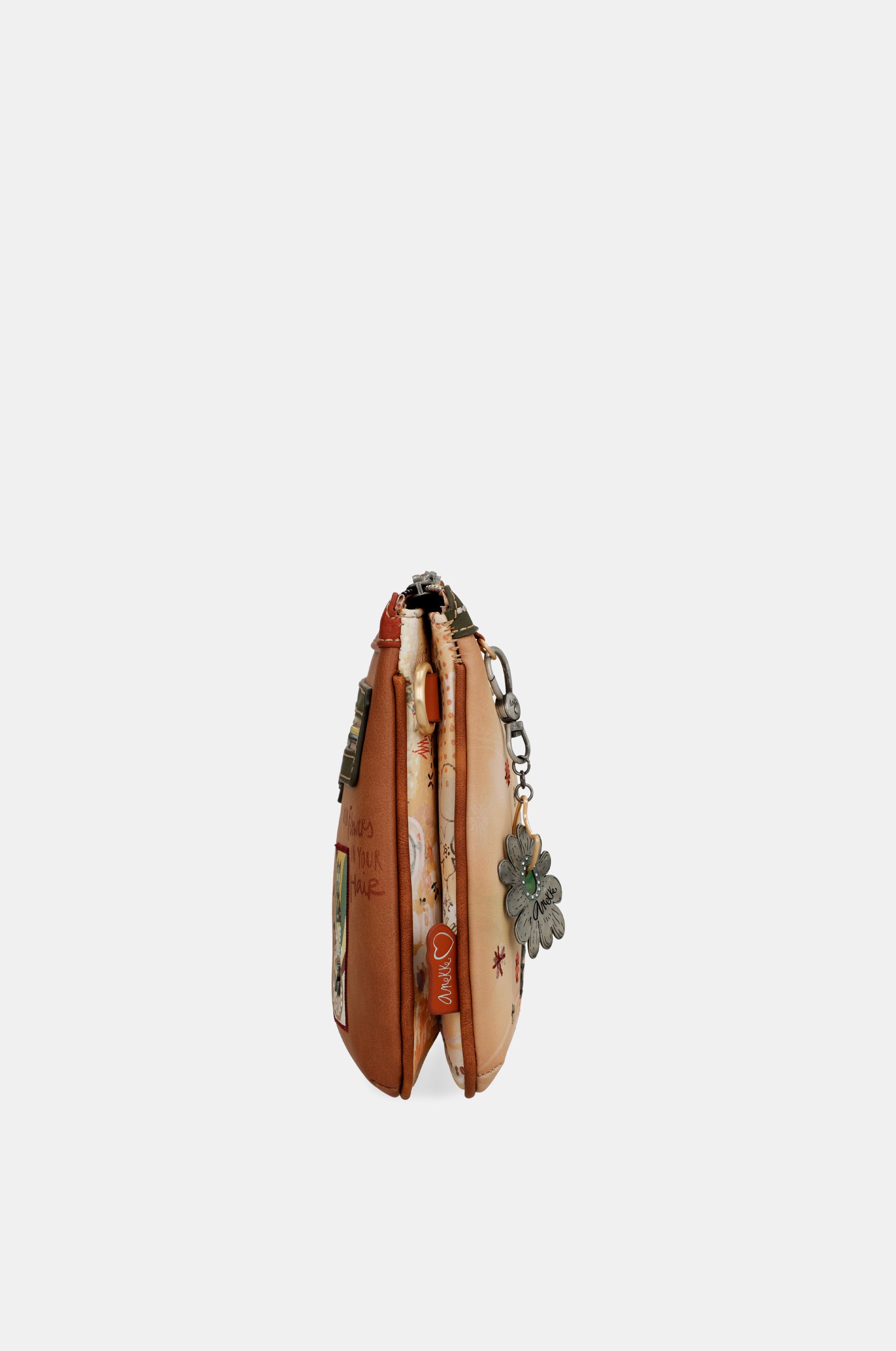Peace & Love camel print crossbody bag