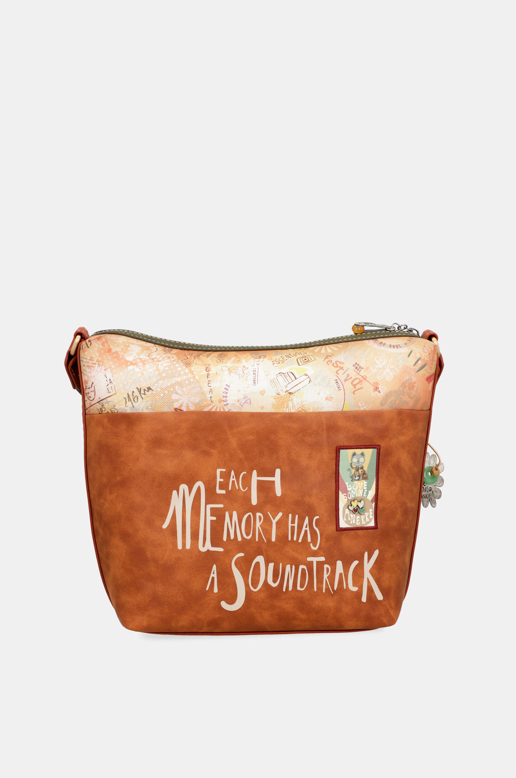 Peace & Love camel large crossbody bag