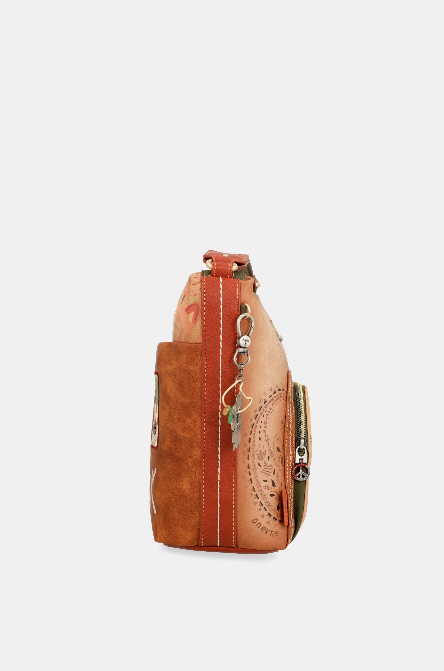 Peace & Love camel large crossbody bag