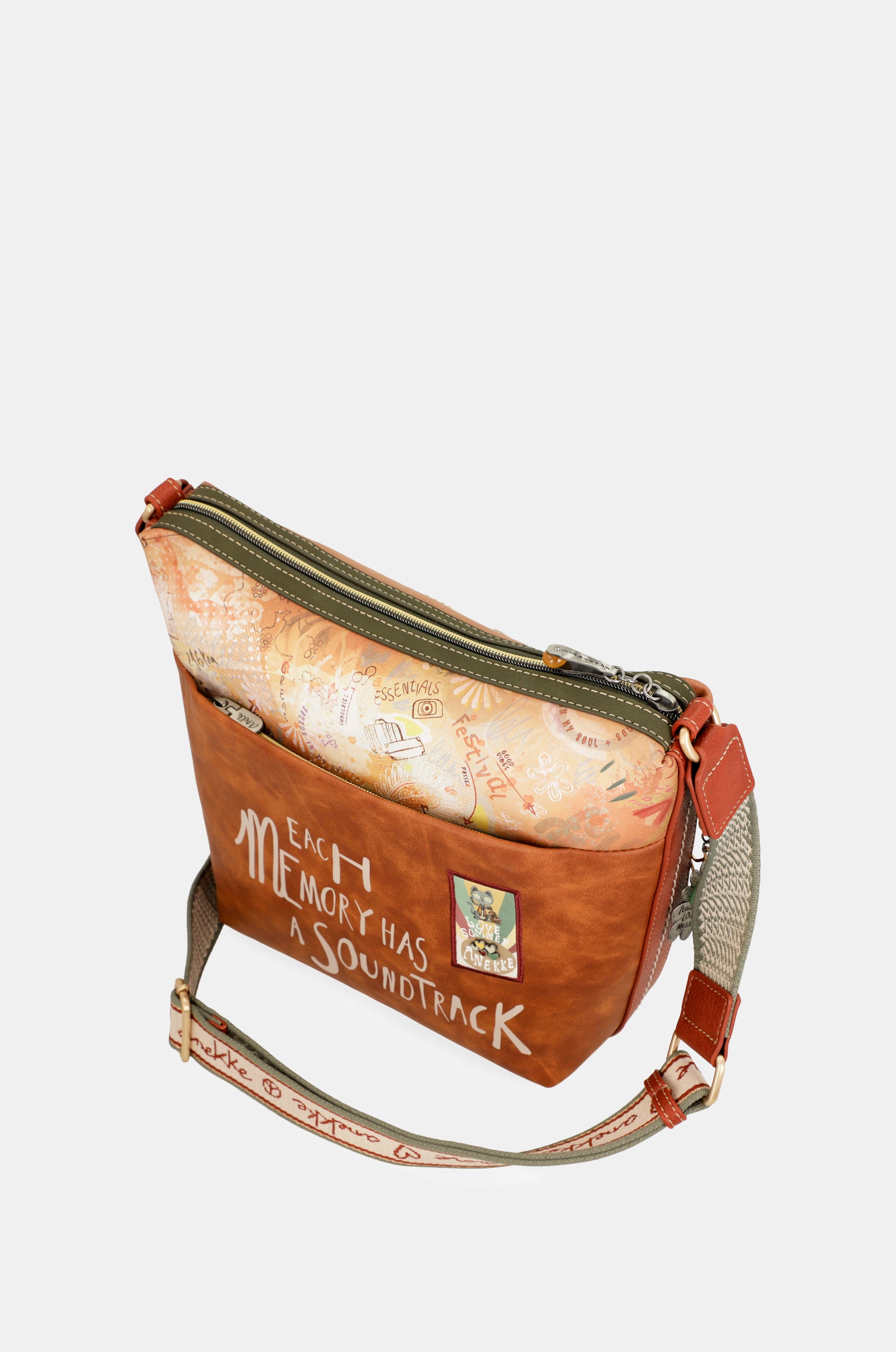 Peace & Love camel large crossbody bag